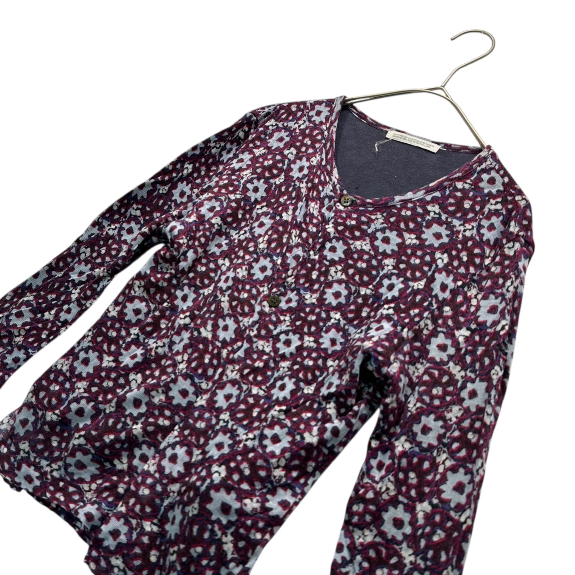 Y's(ワイズ) 00's Flower Crew Neck Cardigan フラワー クルーネック カーディガン YD-T12-861 3 レッド×パープル