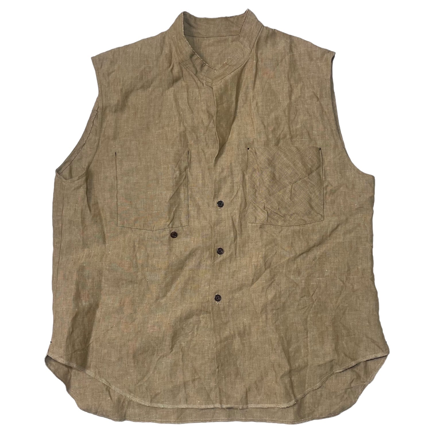 SUNSEA(サンシー) 22SS BANGLADISHLINEN w/耳 SLEEVELESS SHIRT 