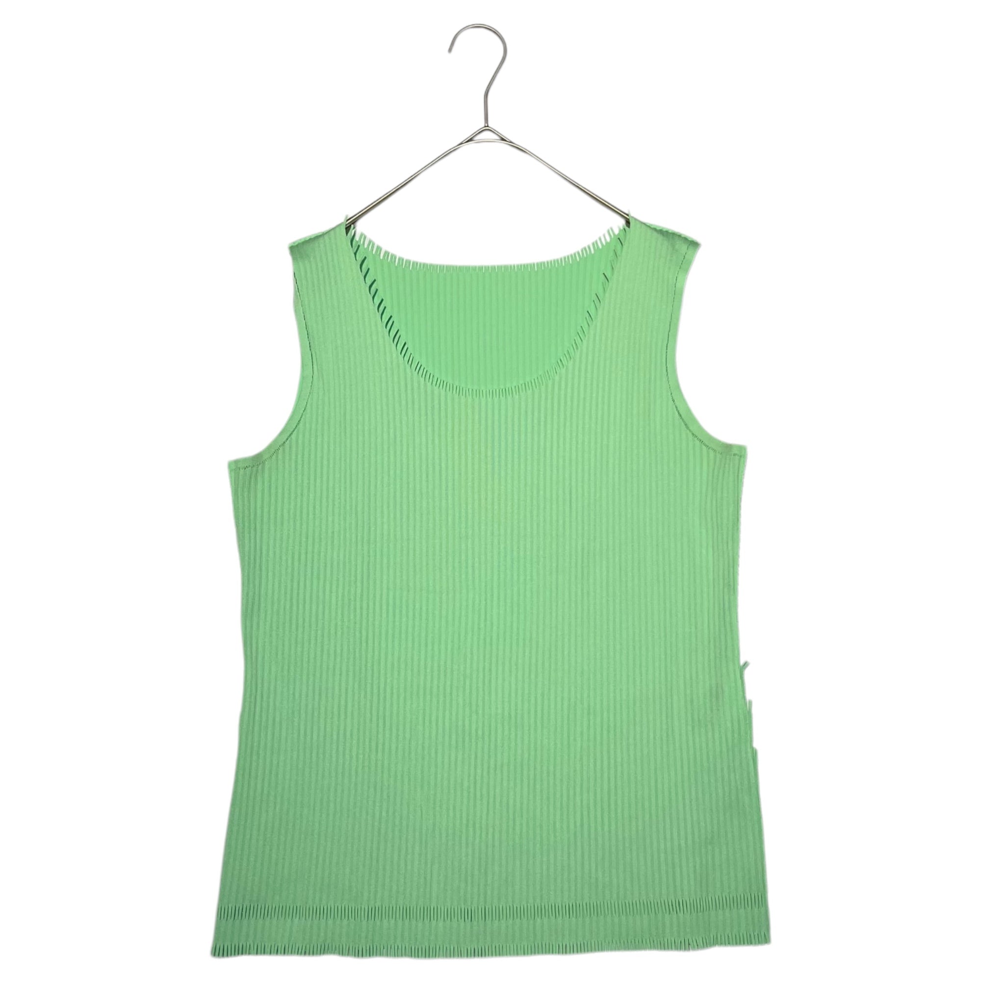 A-POC ABLE ISSEY MIYAKE(エイポック エイブル イッセイミヤケ) fringe pleats sleeveless cut and sew フリンジ プリーツ ノースリーブ カットソー PP82LK915 3(L程度) グリーン