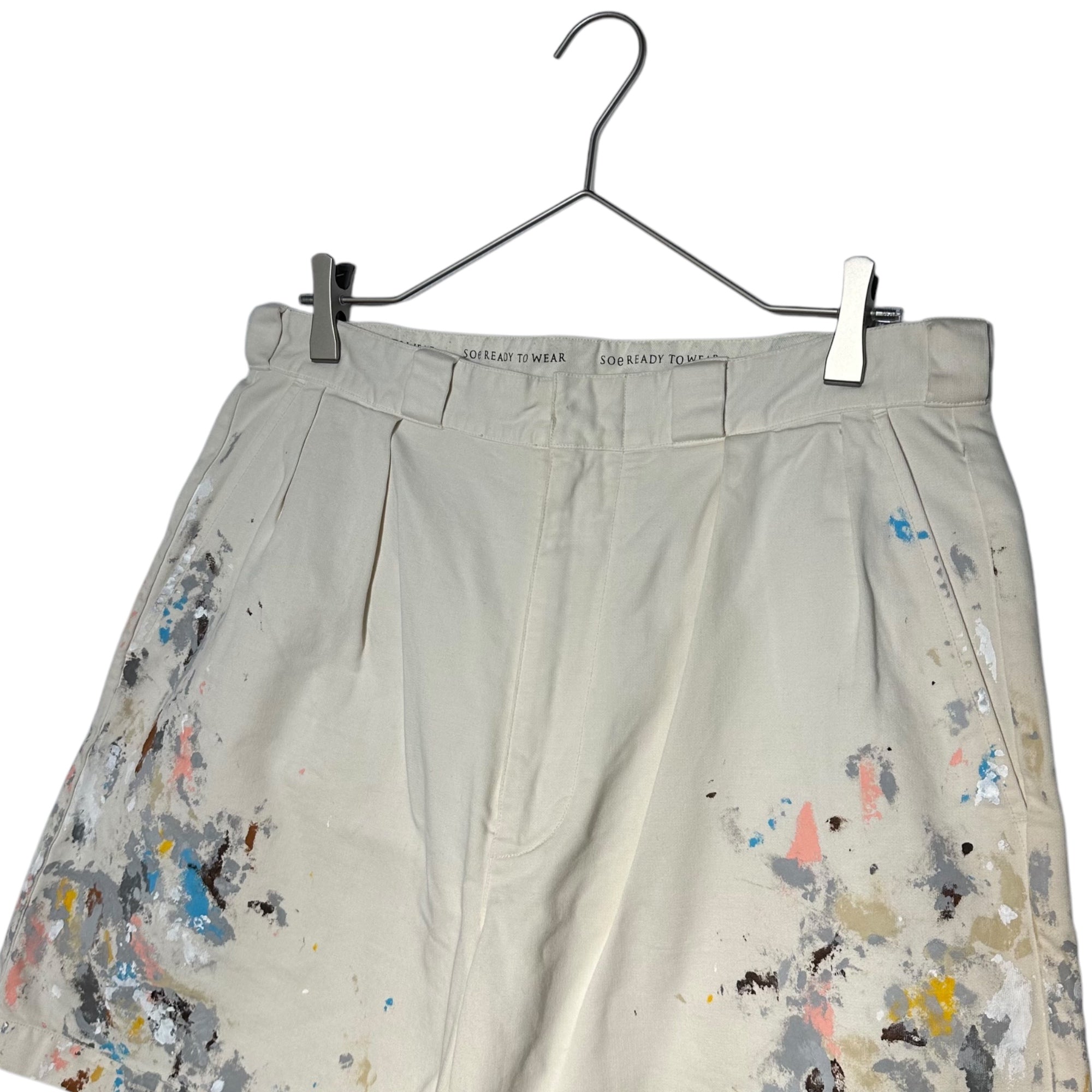SOE(ソーイ) Painter Shorts ペインター ショーツ 1201-60-011 1 ホワイト ハーフ ショート ペンキ SOE READY TO WEAR ボロ
