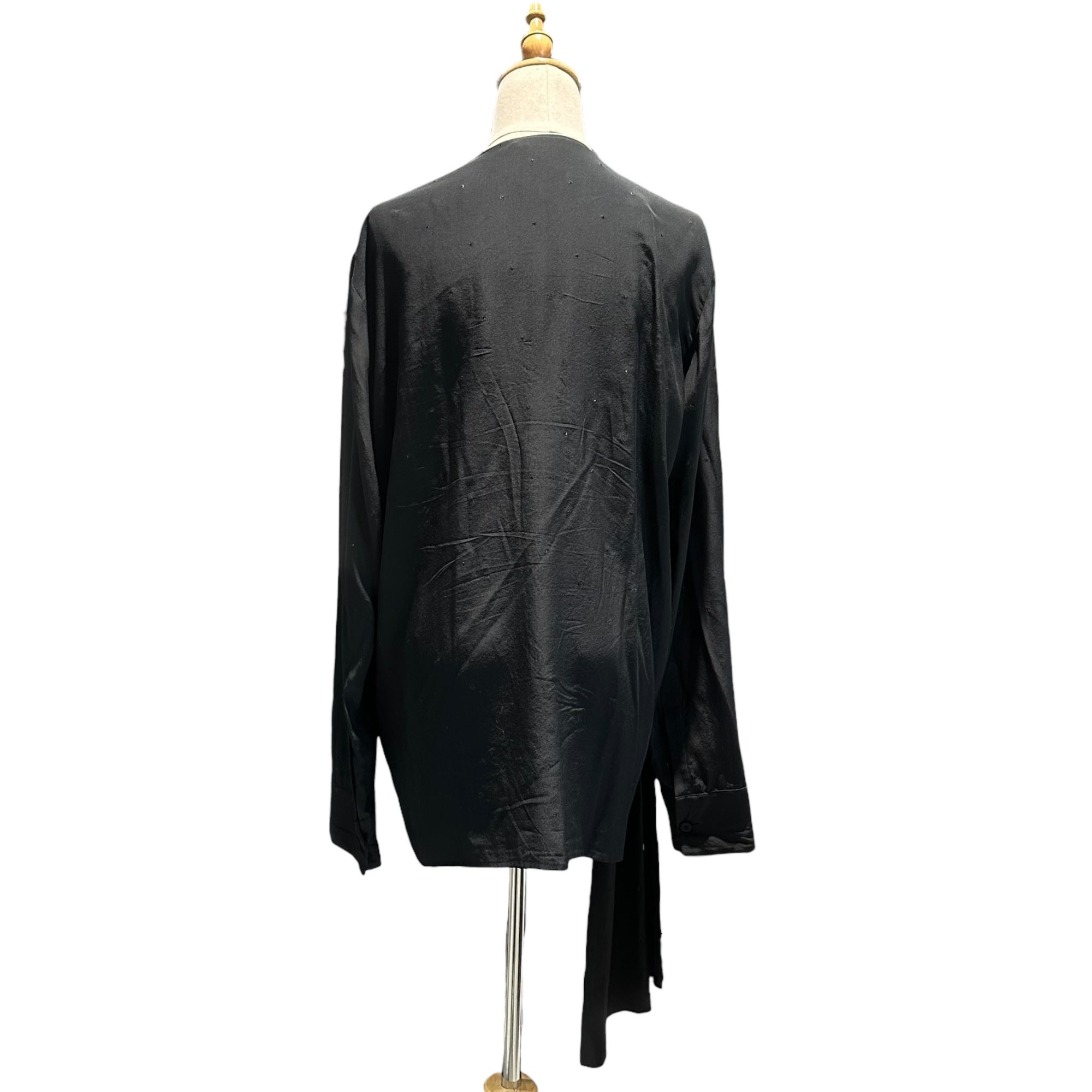 BOTTEGA VENETA(ボッテガヴェネタ) Wide glittery dotted L/S blouse with front embellishment フロント 装飾 ワイド ラメ ドット 長袖 ブラウス 405097 42 ブラック