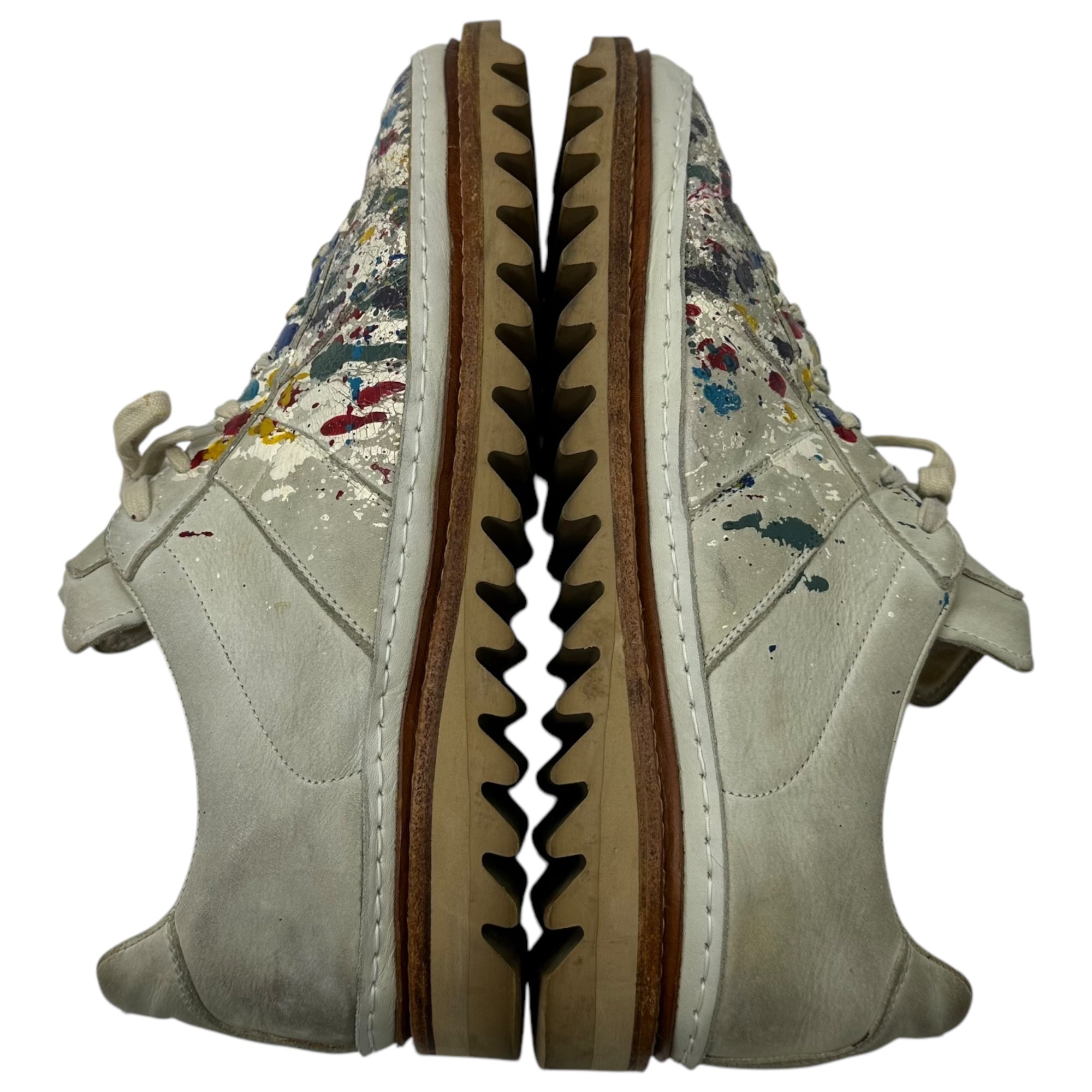 Maison Martin Margiela(メゾン マルタンマルジェラ) BEANCHETTE GERMAN TRAINER Shark Sole Remake ペンキ 加工 ジャーマントレーナー シャークソール リメイク 44(29cm程度) グレー スニーカー 革靴