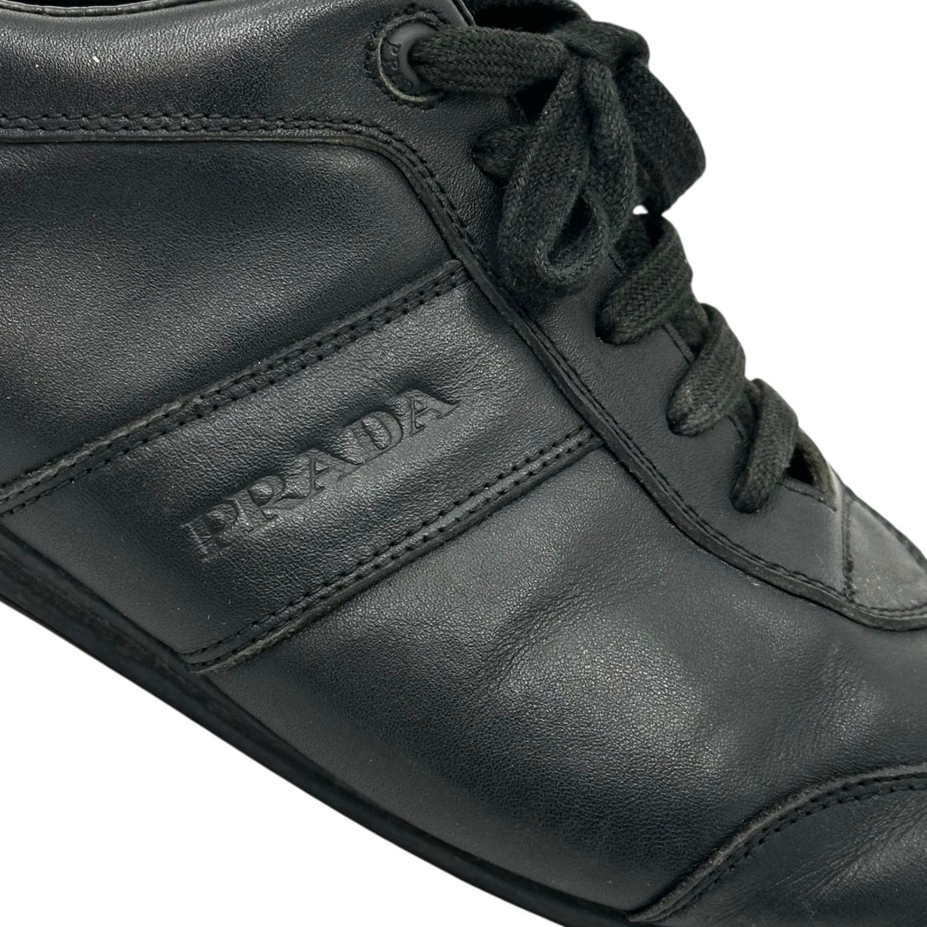 PRADA(プラダ) Low-Profile Leather Sneakers 薄底 レザー スニーカー 45(28.5cm~29cm程度) ブラック
