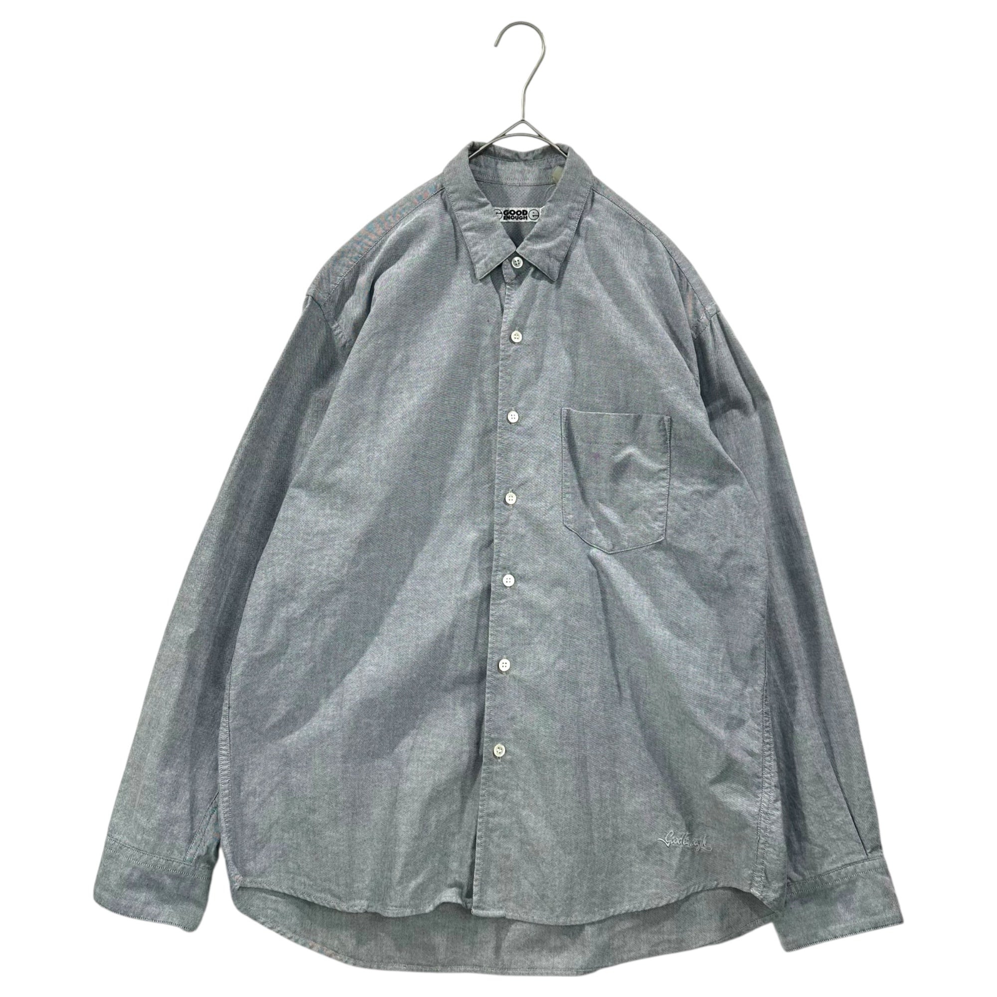 GOODENOUGH(グッドイナフ) 90's Hem Logo Button-Down Dungaree Shirt 90年代 裾 ロゴ ボタンダウン ダンガリー シャツ M ブルー