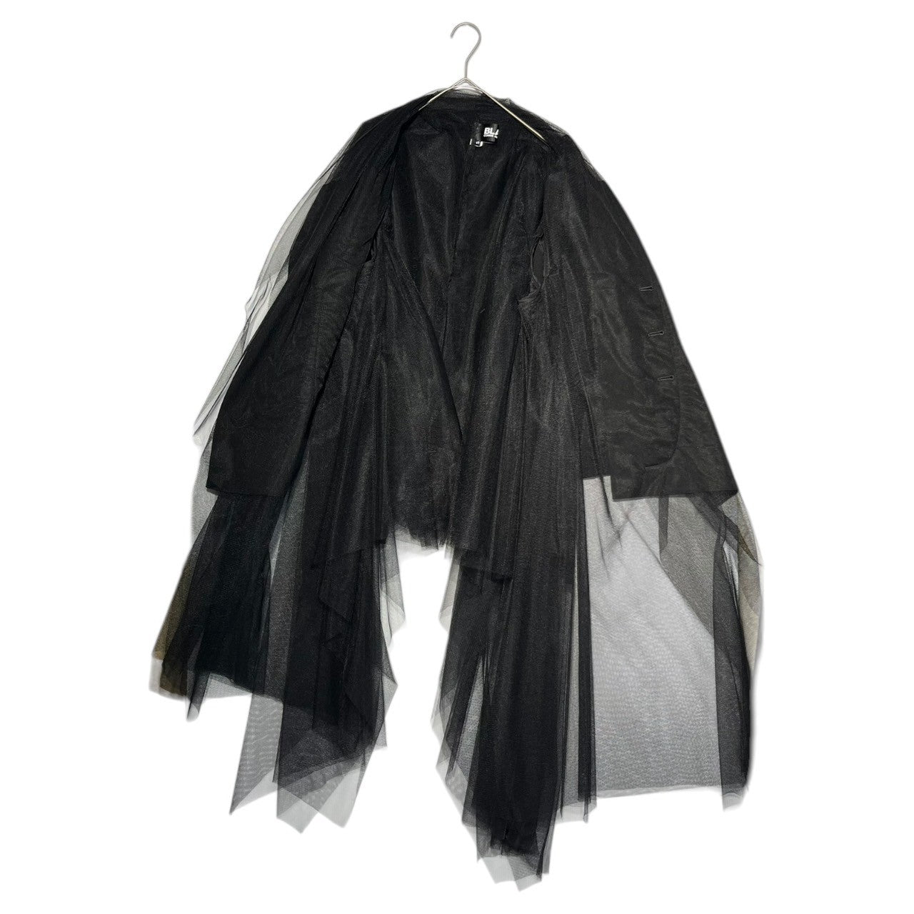 BLACK COMME des GARCONS(ブラックコムデギャルソン) 22AW tulle docking long jacket チュール ドッキング ロング ジャケット 1J-J030 S ブラック AD2022 テーラード