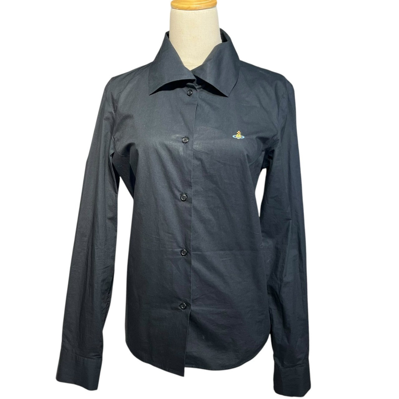 Vivienne Westwood RED LABEL(ヴィヴィアンウエストウッドレッドレーベル) 00's One point chest orb classic long sleeve shirt 胸 ワンポイント オーブ 定番 長袖 シャツ 356-01-89026 3(L) ブラック オリゾンティタグ