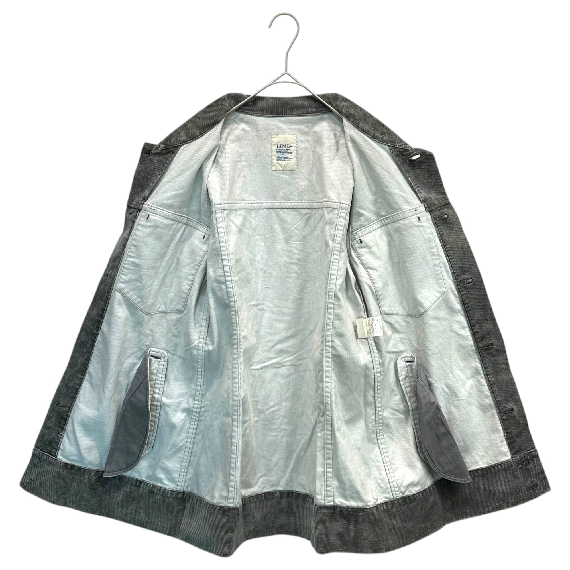 LIMI feu(リミフゥ) Flap Pocket Corduroy Jacket フラップポケット コーデュロイ ジャケット LJ-J23-006 S グレー USED加工