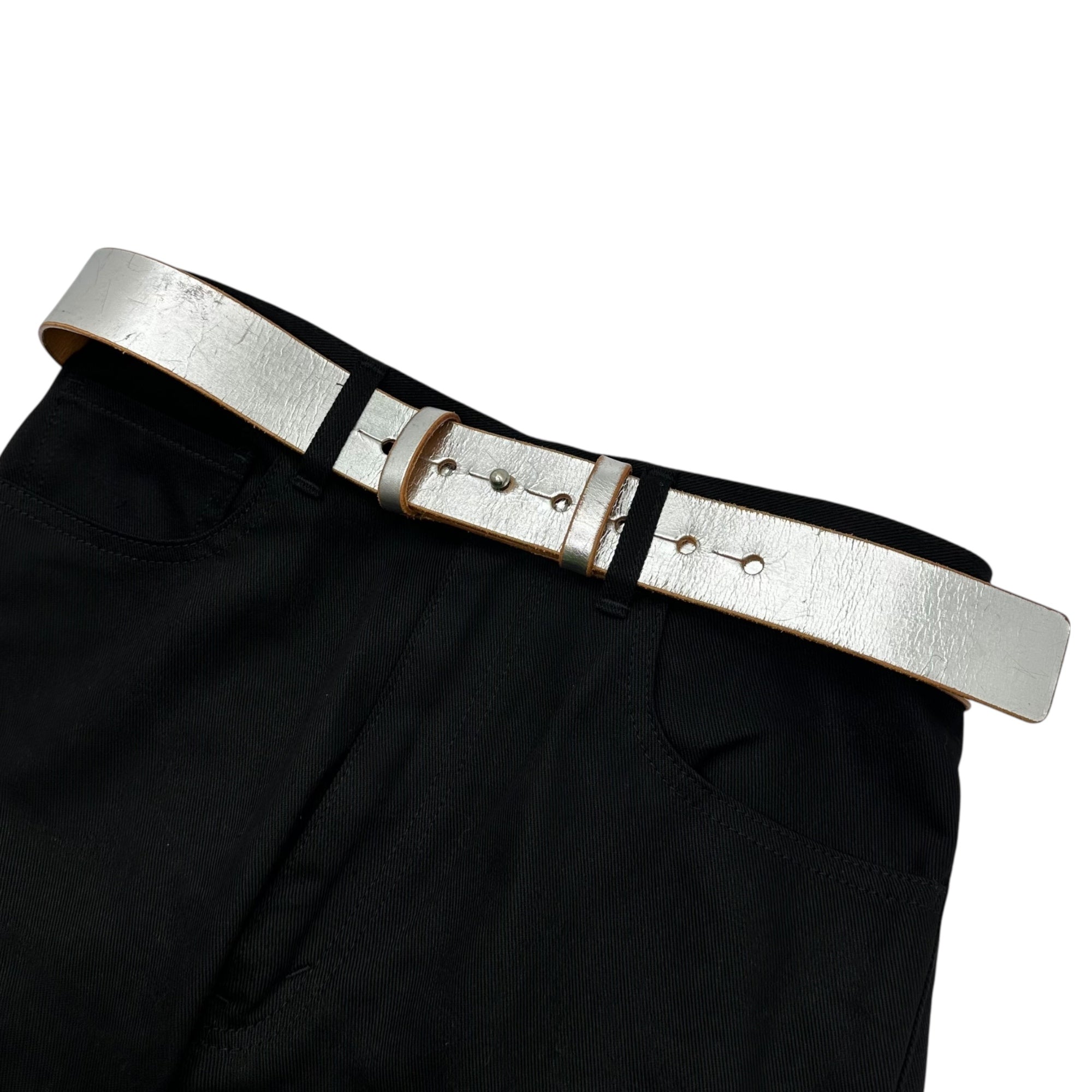 YOHJI YAMAMOTO(ヨウジヤマモト) Silver Leather Belt シルバー レザー ベルト FM-F04-770 シルバー