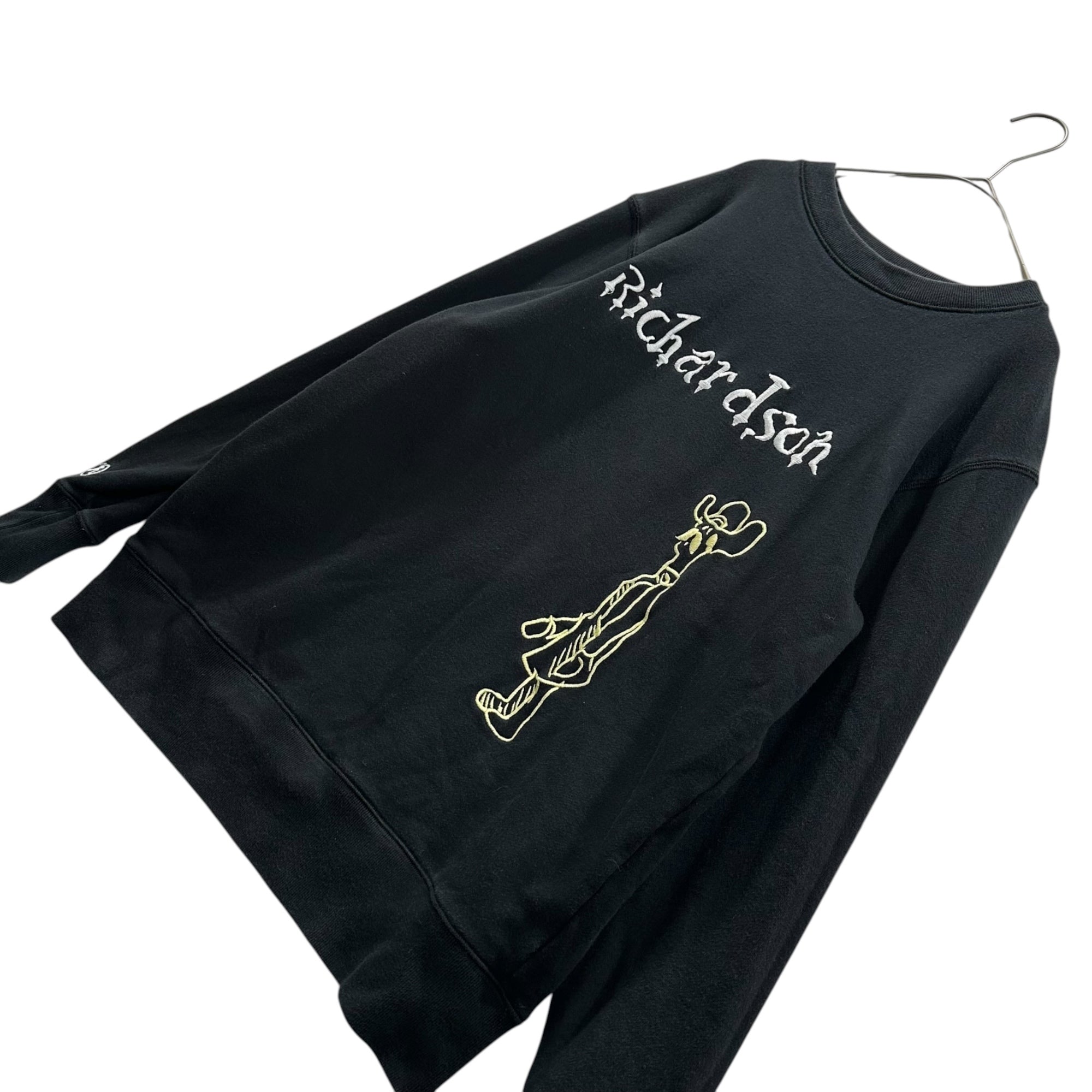 Richardson(リチャードソン) Logo-Stitched Crew-Neck Sweatshirt ロゴ ステッチ クルーネック スウェット M ブラック 海外通販サイト購入品