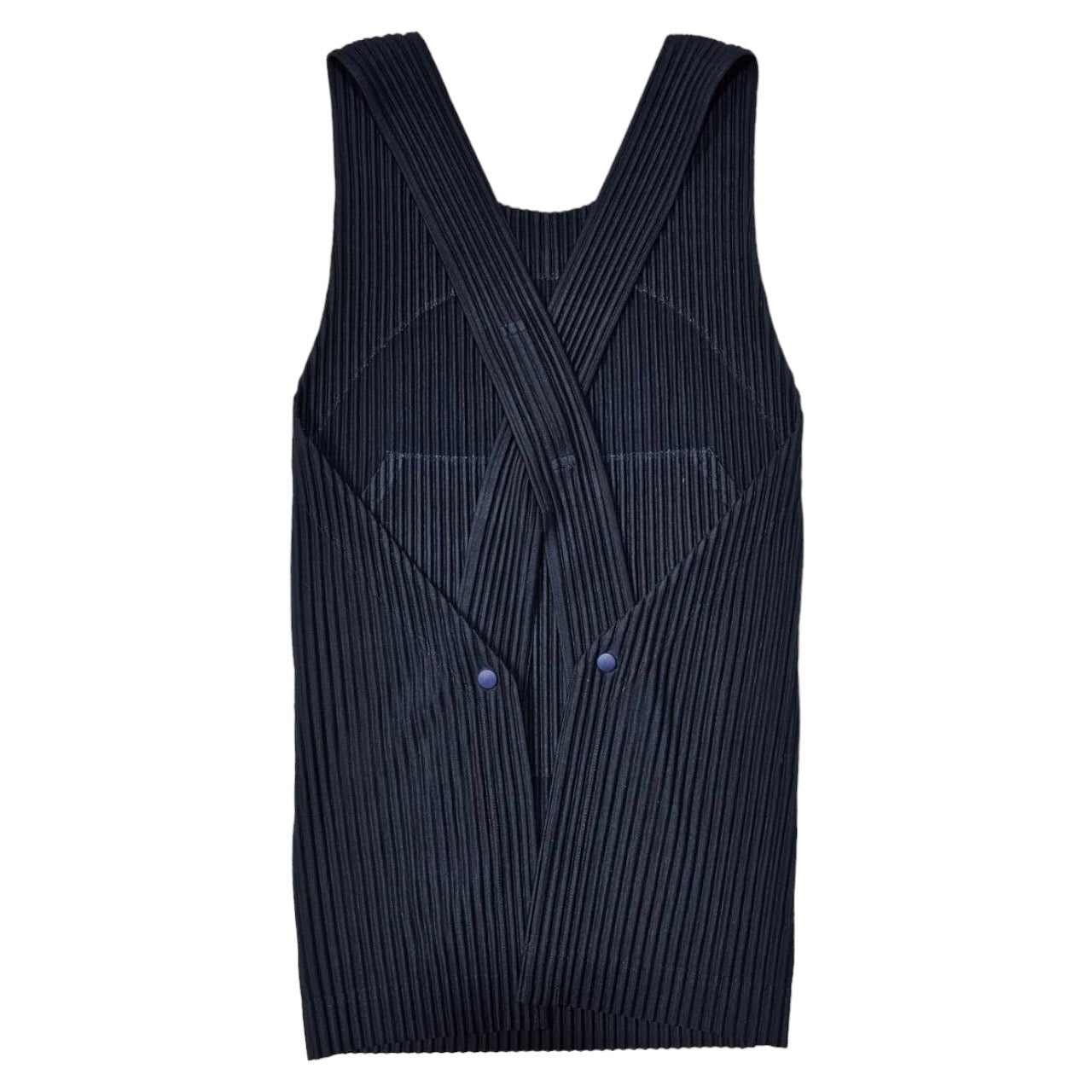 HOMME PLISSE ISSEY MIYAKE(オムプリッセイッセイミヤケ) 19AW pleated apron vest/プリーツエプロンベスト HP93JK101 SIZE FREE ネイビー