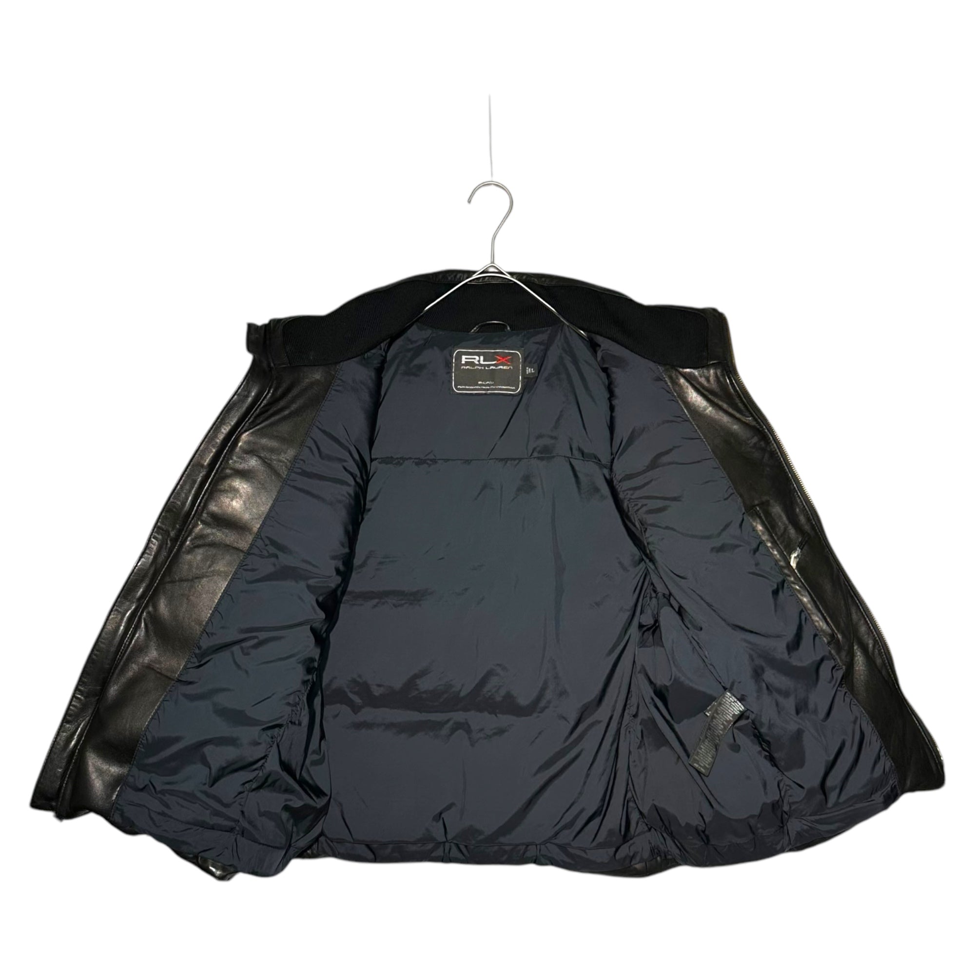RLX RALPH LAUREN(アールエルエックスラルフローレン) 00'S All leather down vest オールレザー ダウン ベスト ラムスキン L ブラック