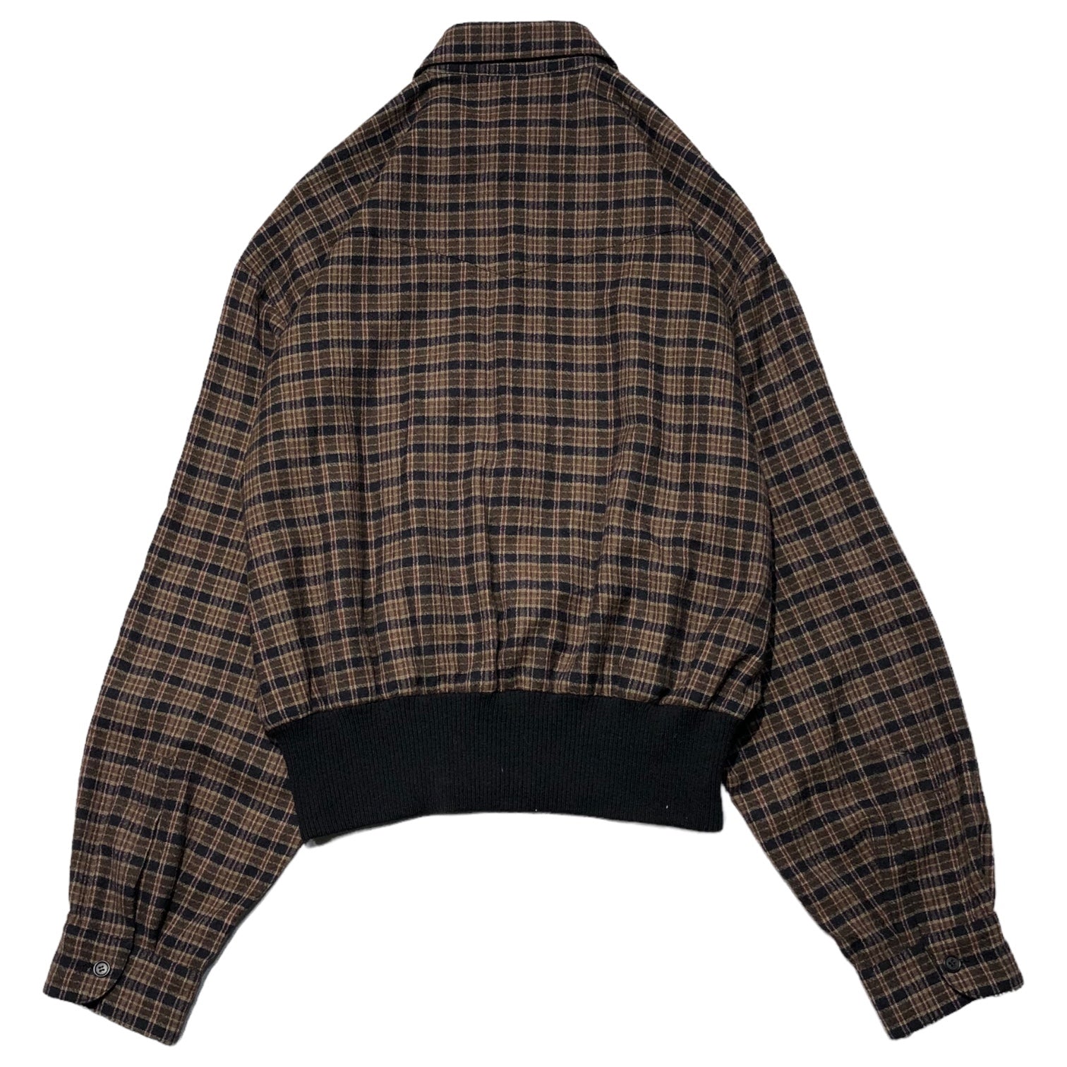 CLAUDE MONTANA(クロードモンタナ) 80's Wool check pullover short blouson ウール チェック プルオーバー 短丈 ブルゾン MOD.713 ART.6107 表記なし(L~XL程度) ブラウン×ブラック MADE IN ITALY