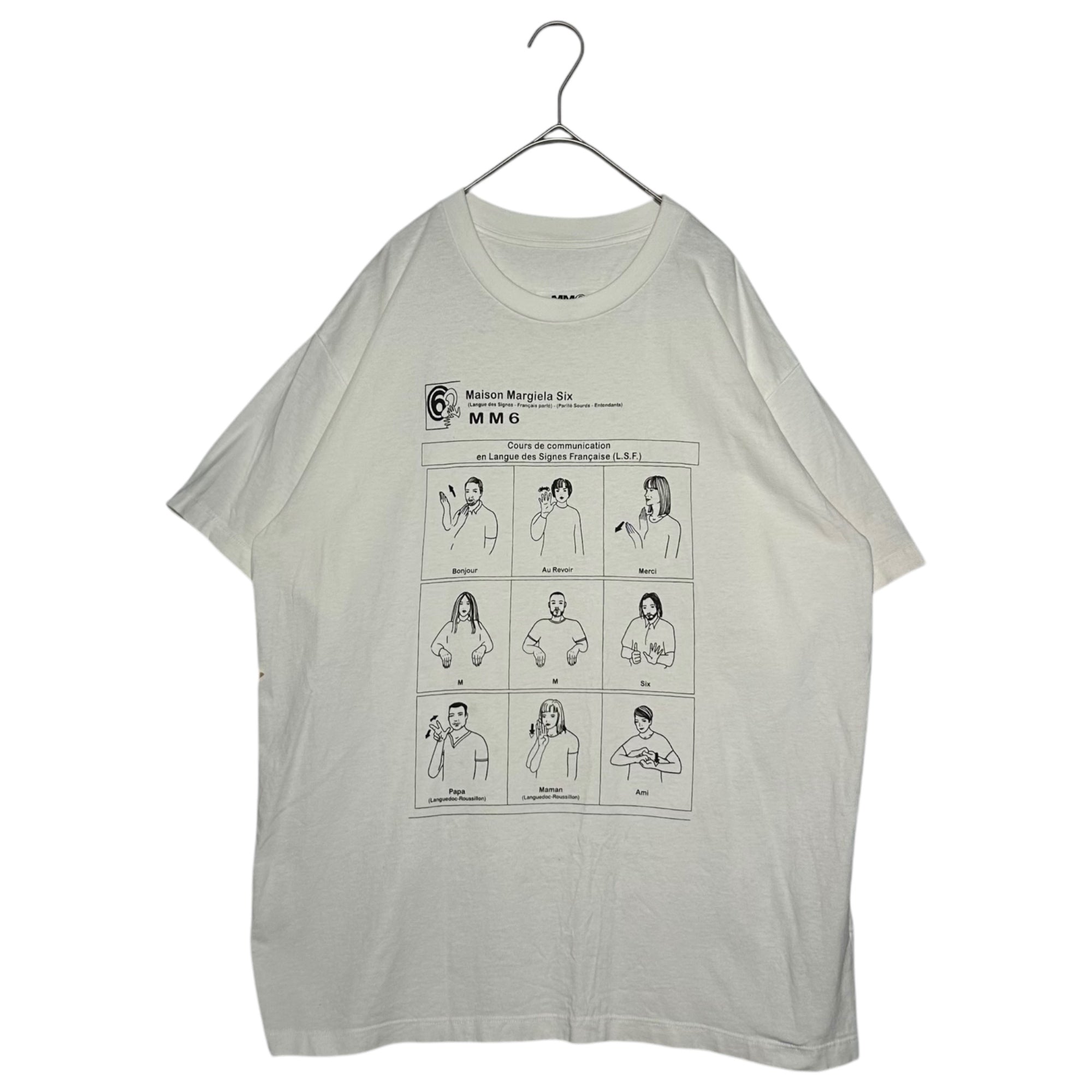 MM6 Maison Margiela(エムエムシックス) 21AW Sign language Tee 手話 グラフィック プリント Tシャツ S52GC0213 S ホワイト