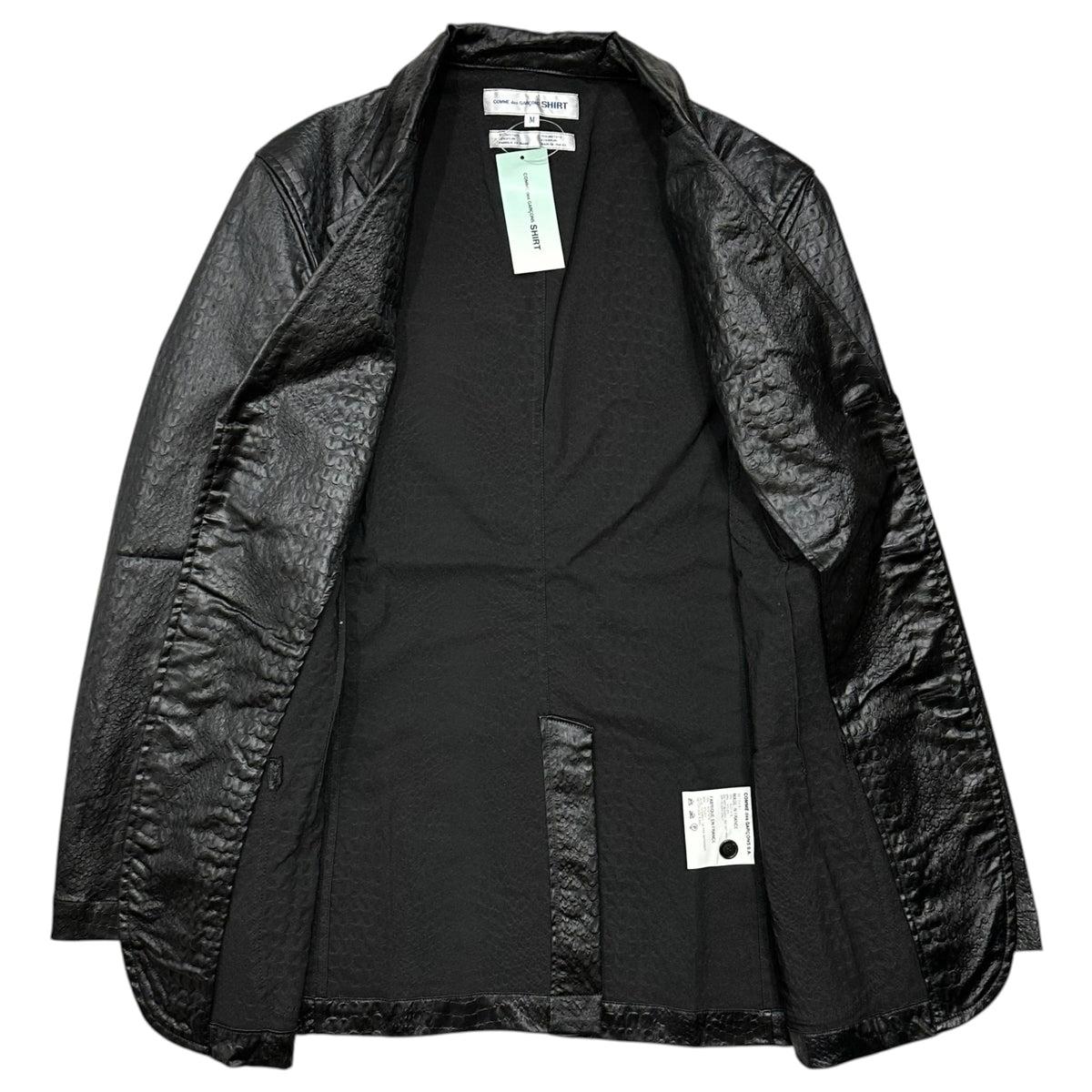 COMME des GARCONS SHIRT(コムデギャルソンシャツ) 1990's Crocodile-Embossed 3-Button Jacket クロコ 型押し 3ボタン ジャケット W10031 M ブラック 90s アーカイブ