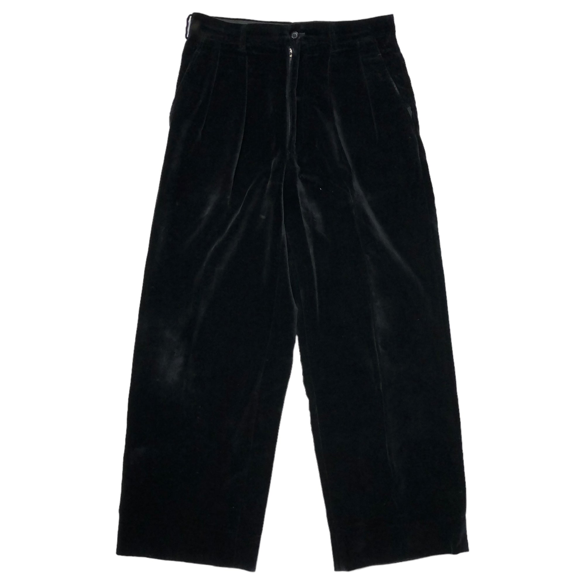 COMME des GARCONS HOMME PLUS(コムデギャルソンオムプリュス) 88AW Archive velor double set-up suit アーカイブ ベロア ダブル セットアップ スーツ PJ-05056M M ブラック 80's 80年代 テーラード ワイド パンツ スラックス 本人期