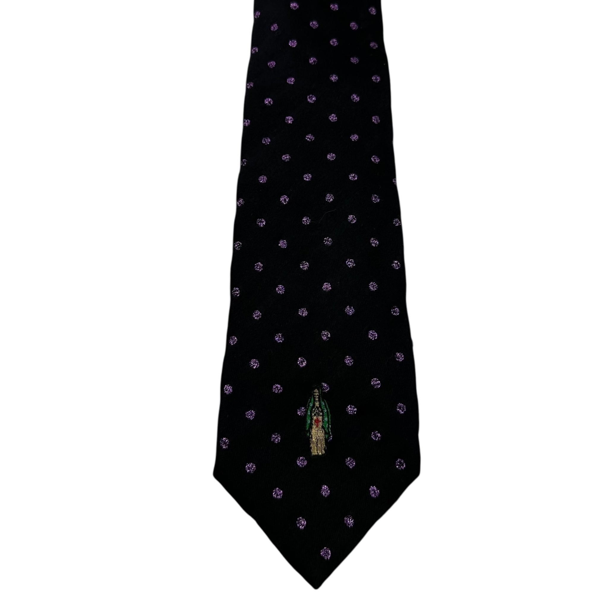 WACKO MARIA×東京 HAT ROCKERS(ワコマリア×トウキョウハットロッカーズ) Maria embroidered dotted silk tie マリア 刺繍 ドット シルク ネクタイ XL グレー