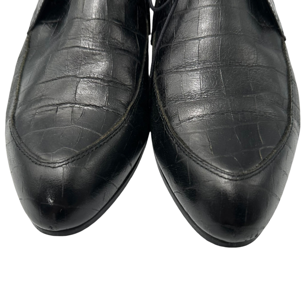 COMME des GARCONS HOMME PLUS(コムデギャルソンオムプリュス) Croc-embossed leather heeled shoes クロコ 型押し レザー ヒール シューズ 26cm ブラック 革靴
