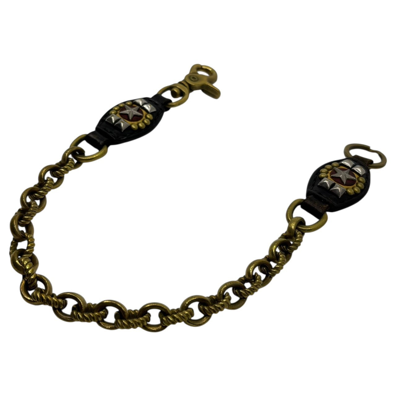 CALEE(キャリー) Brass Star Studs Wallet Chain ブラス スター スタッズ ウォレット チェーン ゴールド×ブラウン