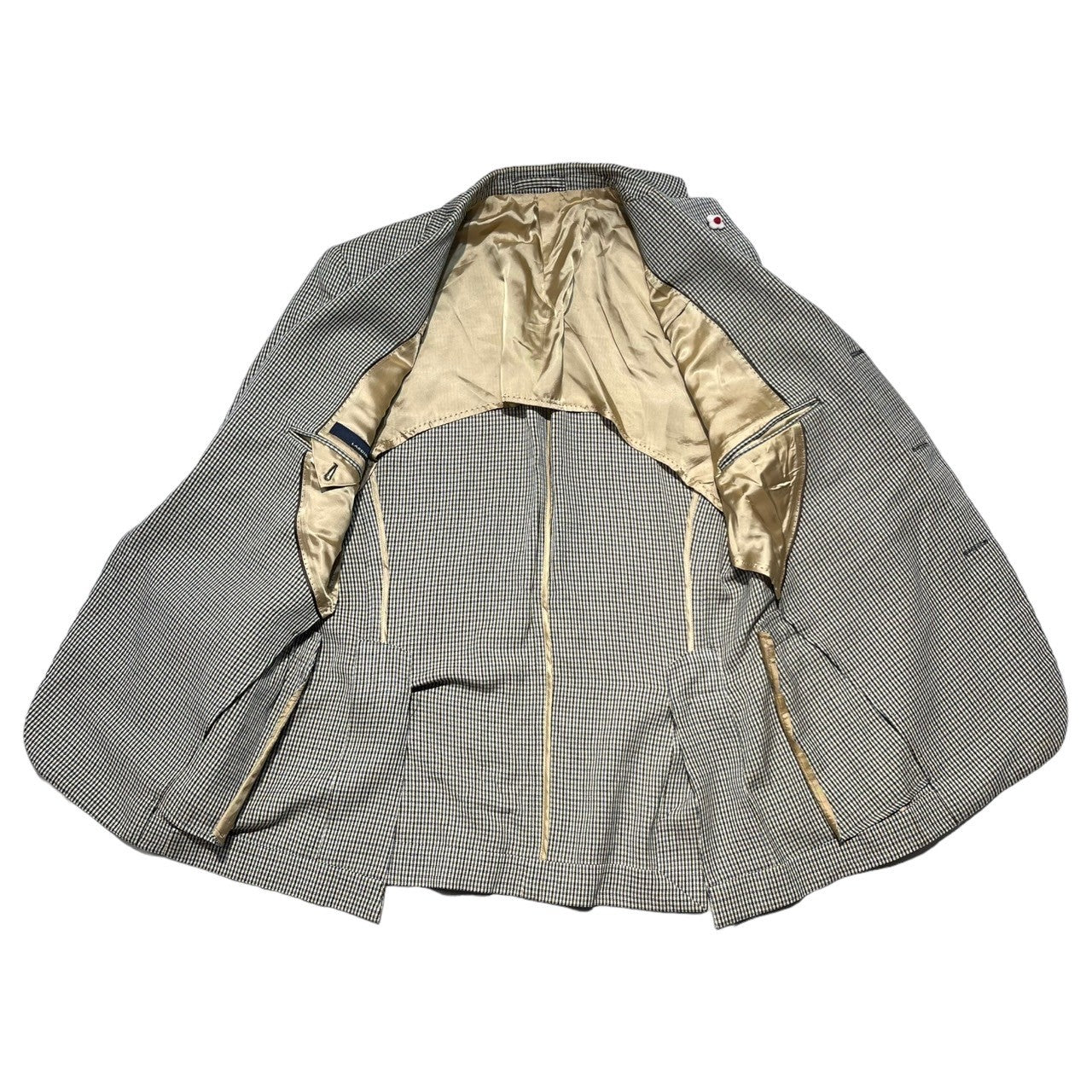 LARDINI(ラルディーニ) Gun club check 3B jacket ガンクラブ チェック 3B テーラード ジャケット 50(XL程度) ベージュ ドレス スーツ
