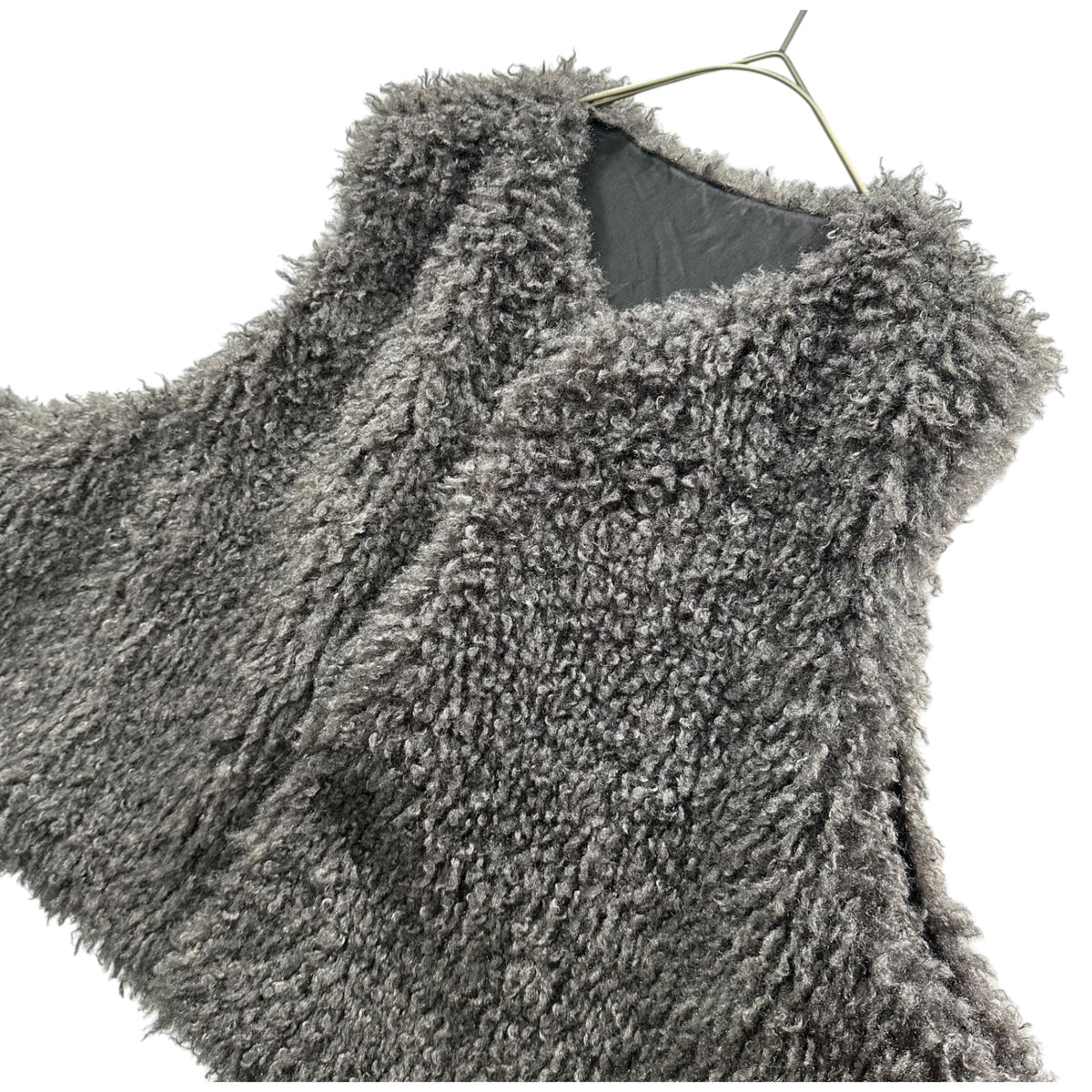 journal standard luxe(ジャーナルスタンダードラックス) 2024AW Curly Cropped Vest カーリー ショート ベスト FREE グレー×ブラック エコファー リバーシブル