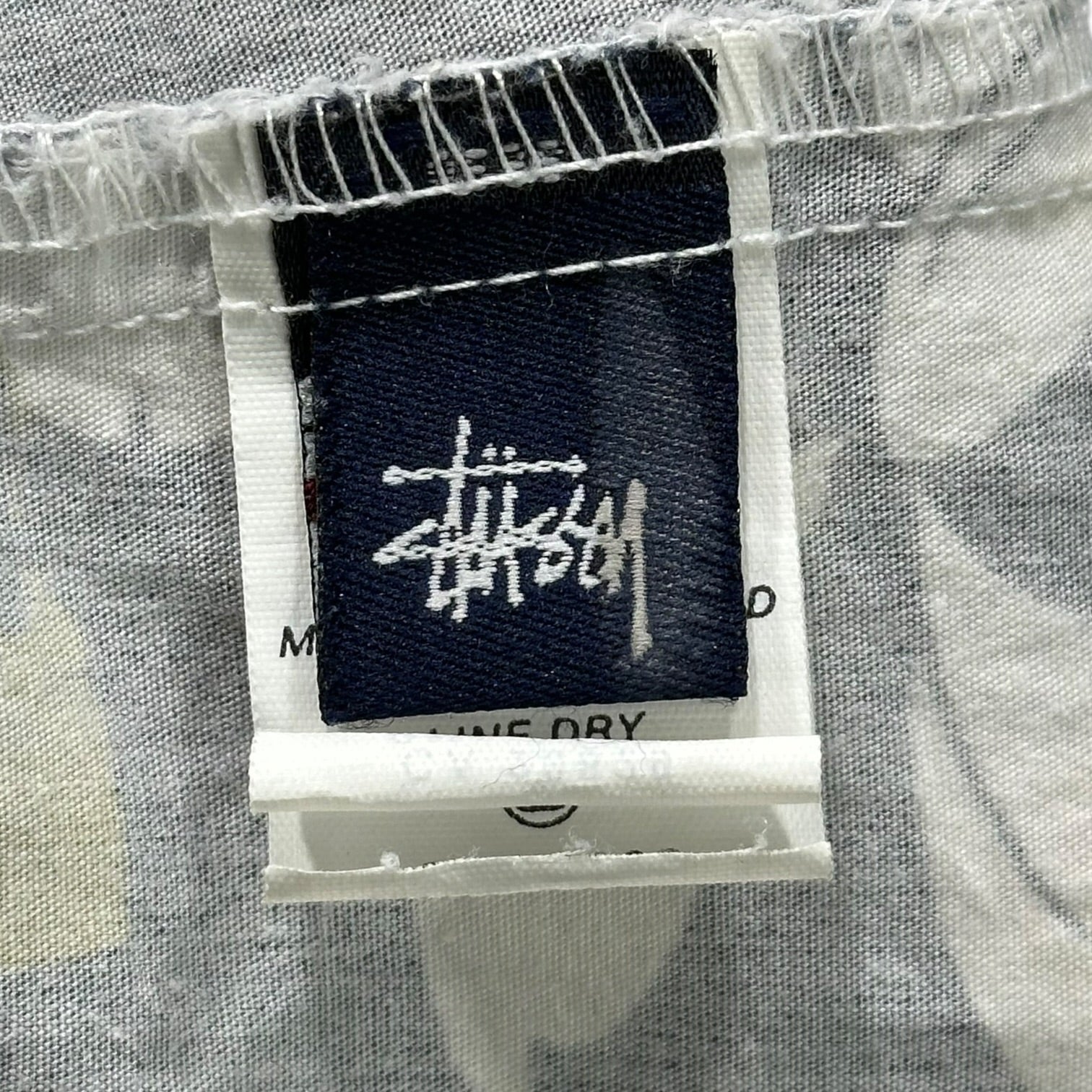 STUSSY(ステューシー) 90's USA made Aloha Shirt アロハ シャツ L ネイビー オープンカラー 開襟 90年代 OLD ヴィンテージ 半袖
