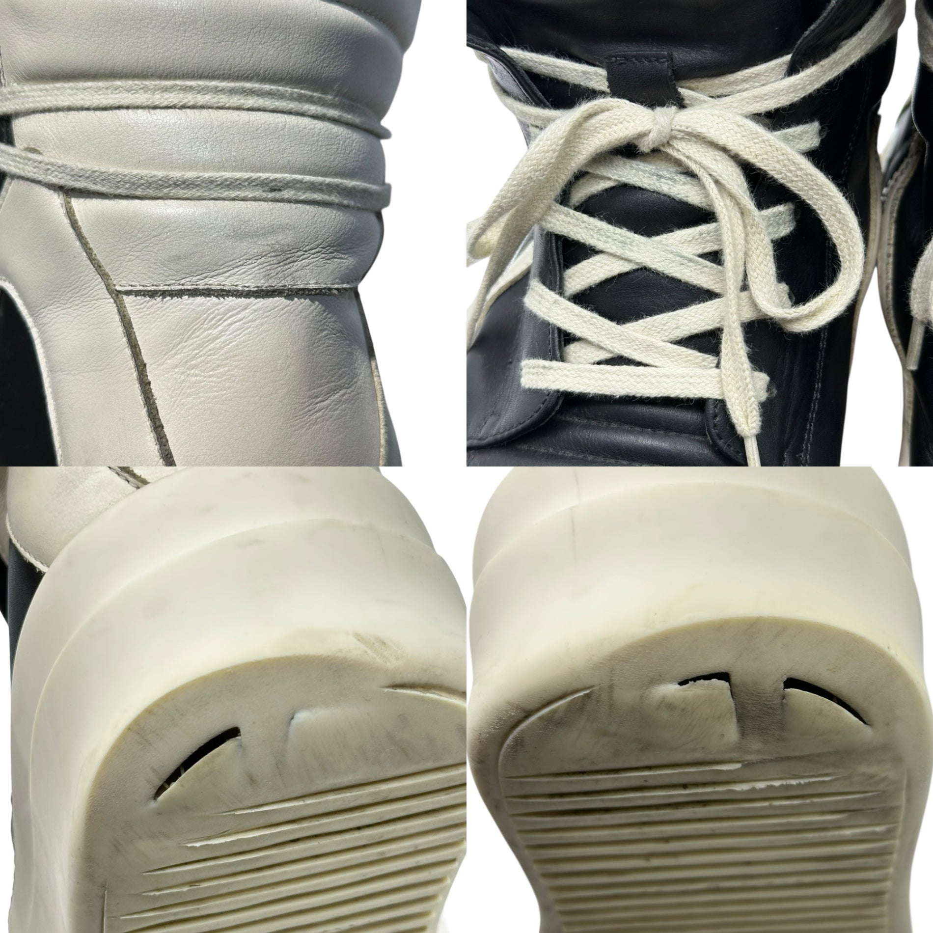 Rick Owens(リックオウエンス) SIDE ZIP HI CUT SNEAKER サイドジップ ハイカット スニーカー 54060 44(28.0cm程度) ブラック×ホワイト