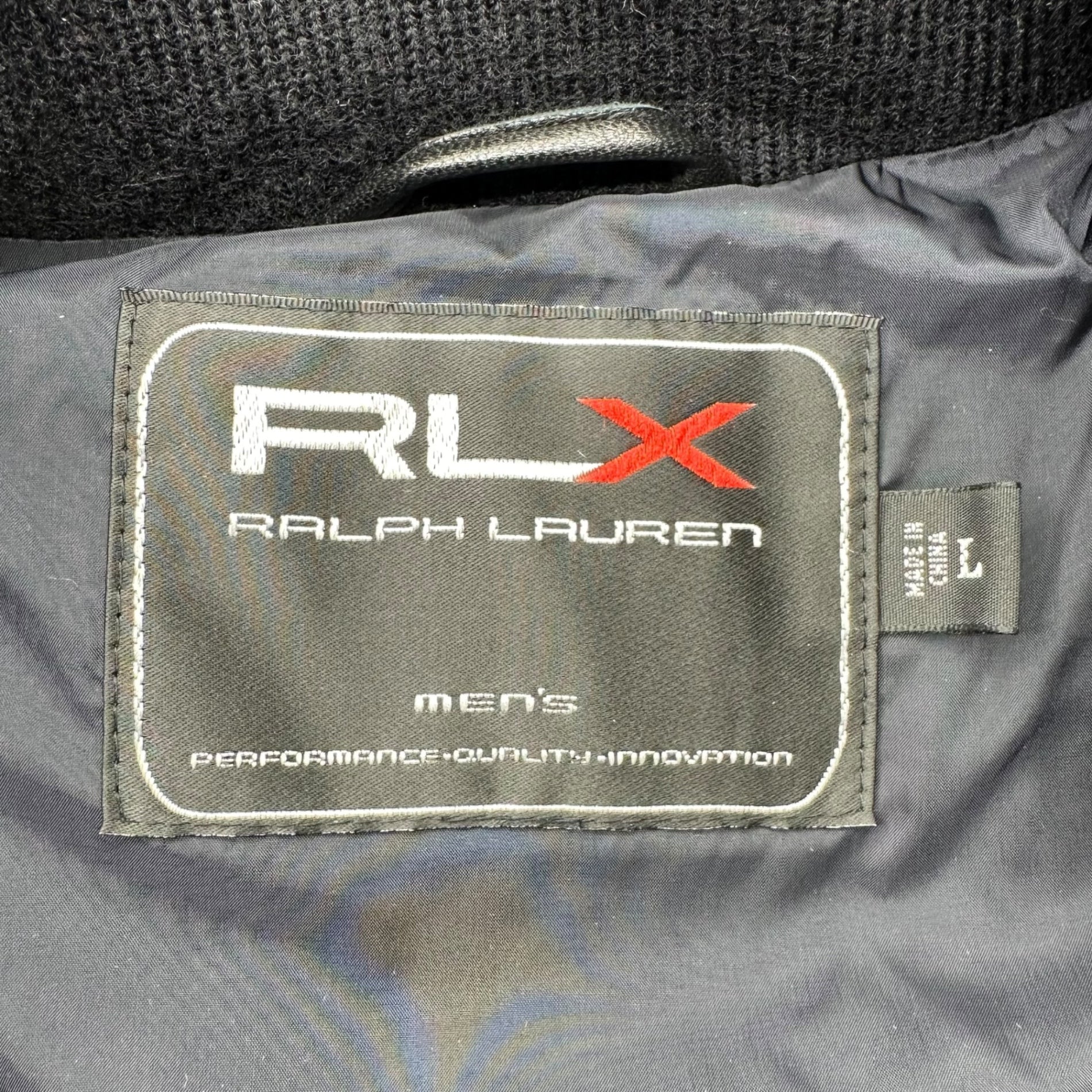 RLX RALPH LAUREN(アールエルエックスラルフローレン) 00'S All leather down vest オールレザー ダウン ベスト ラムスキン L ブラック