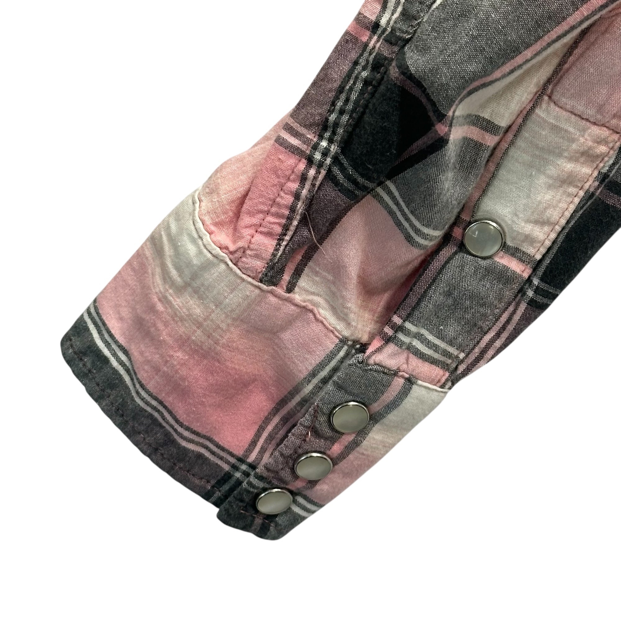 HYSTERIC GLAMOUR(ヒステリックグラマー) Devil Embroidered Check Shirt デビル 刺繍 チェック シャツ 02171AH03 M ピンク×グレー