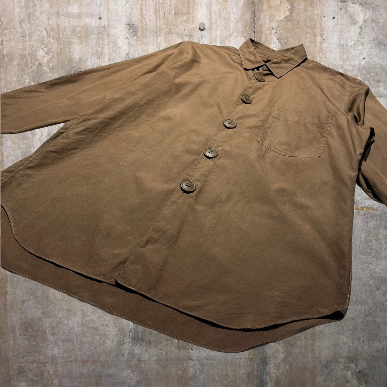 COMME des GARCONS HOMME PLUS(コムデギャルソンオムプリュス) 08SS後染めビッグボタンL/Sシャツ AD2007 M ブラウン