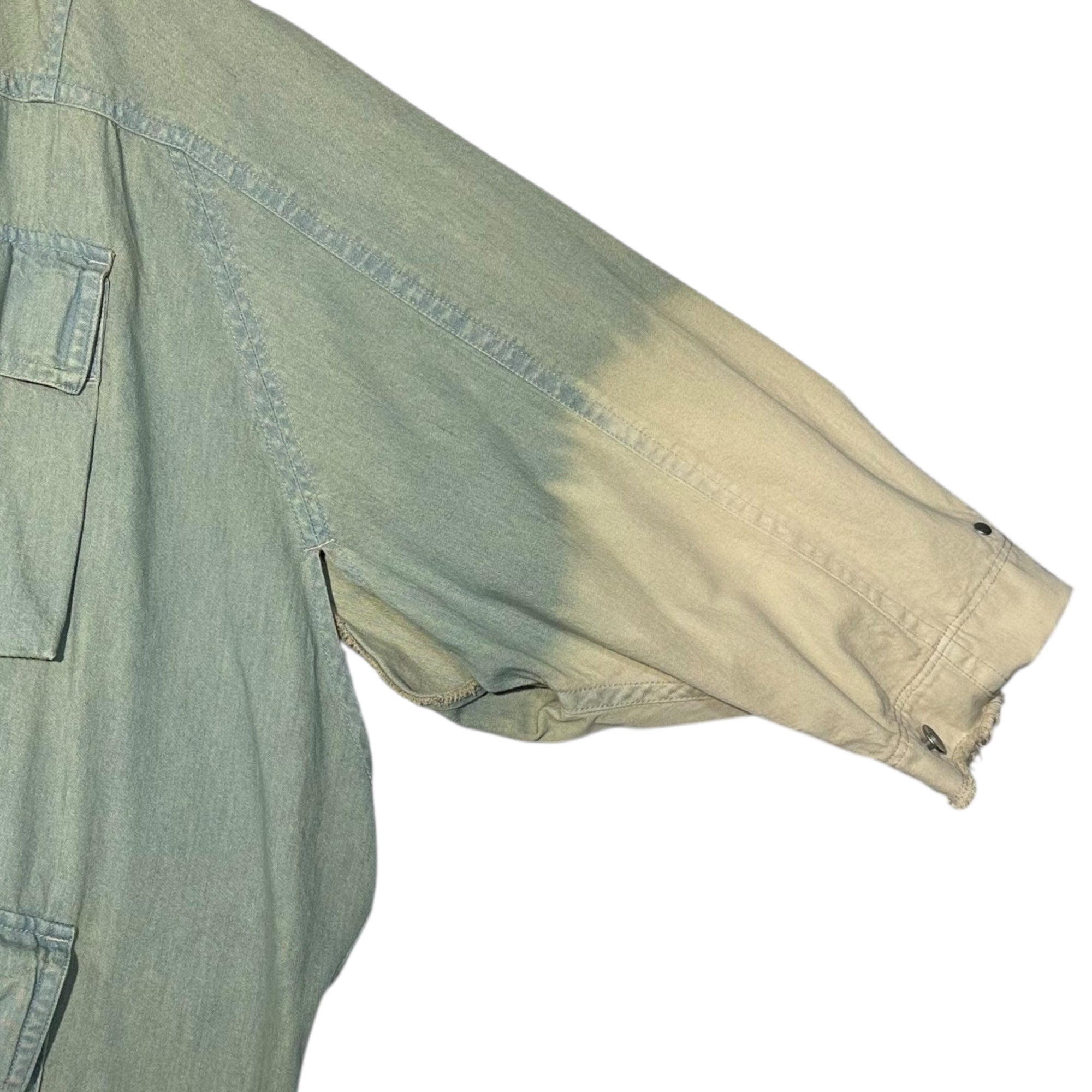 tac:tac(タクタク) 2WAY Stole Bleached Denim Long Coat ストール ブリーチ加工 デニム ロング コート TA11FA012 S ライトインディゴ×ホワイト