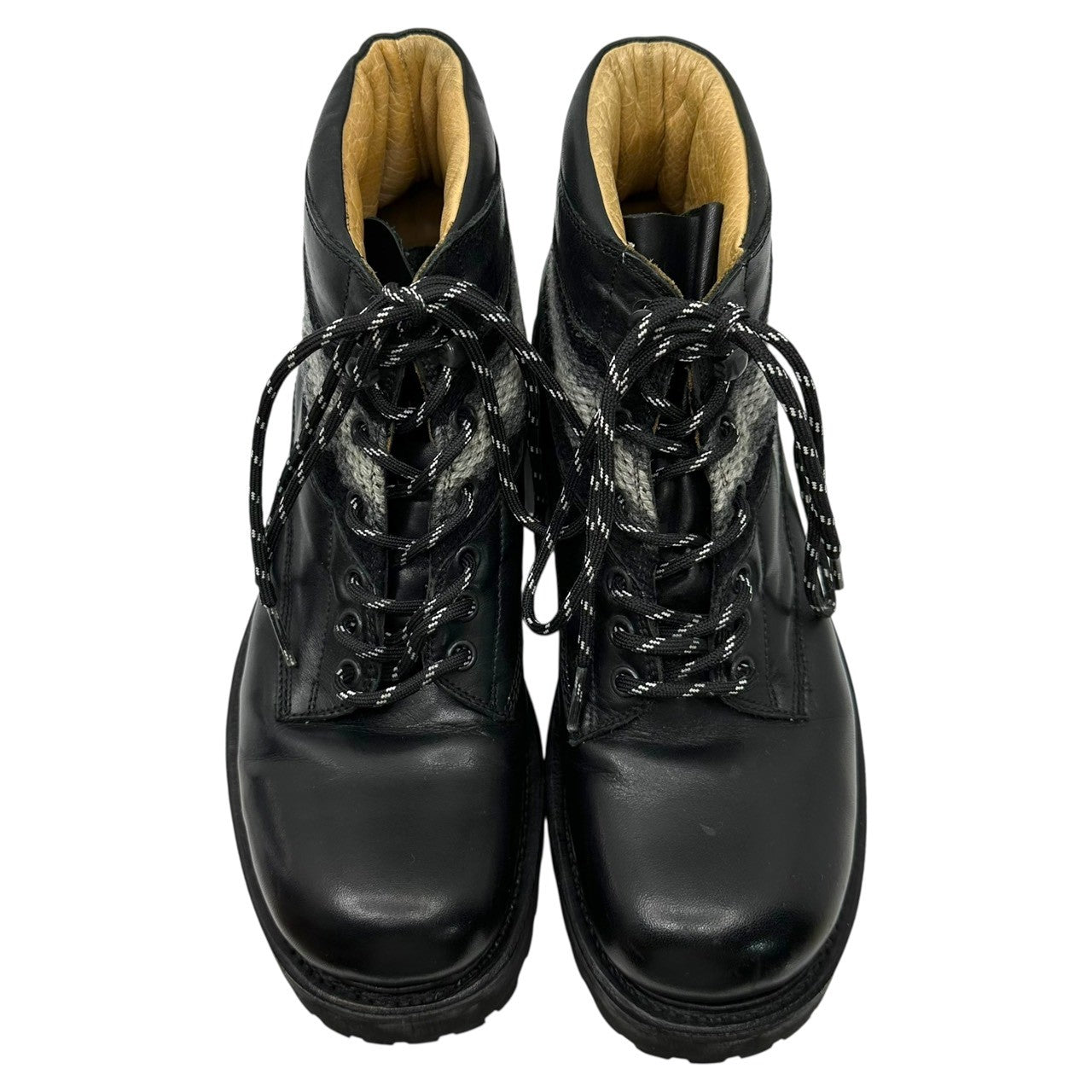 NUMBER (N)INE(ナンバーナイン) 13AW Reissue Fair Isle Pattern Knit Panel Mountain Boots 復刻 フェアアイル柄 ニット 切替 マウンテンブーツ 7(25~25.5cm程度) ブラック×グレー クークスチーム期 復刻アイテム
