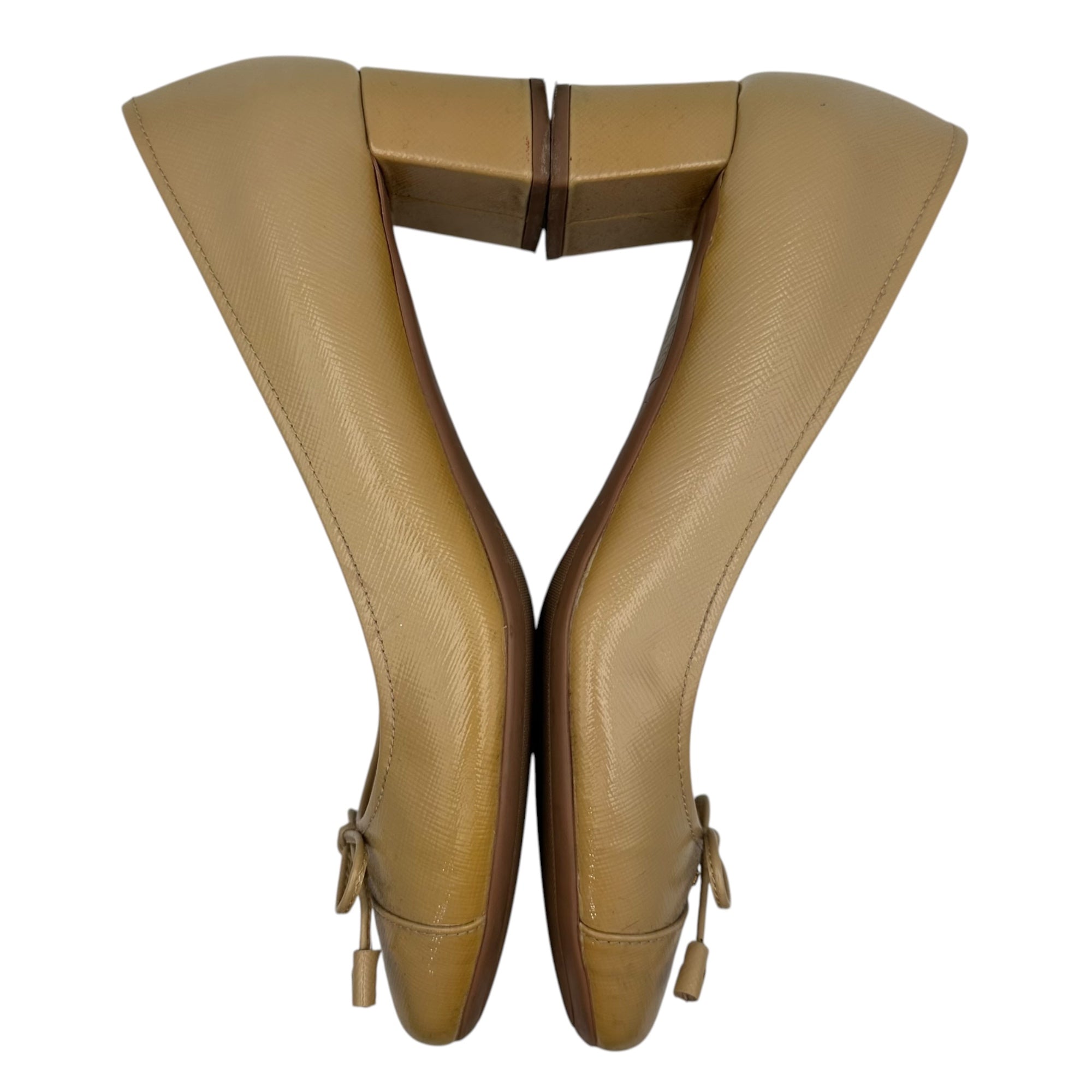 PRADA(プラダ) Patent Saffiano Leather Pumps パテント サフィアーノレザー パンプス 37 1/2 ベージュ