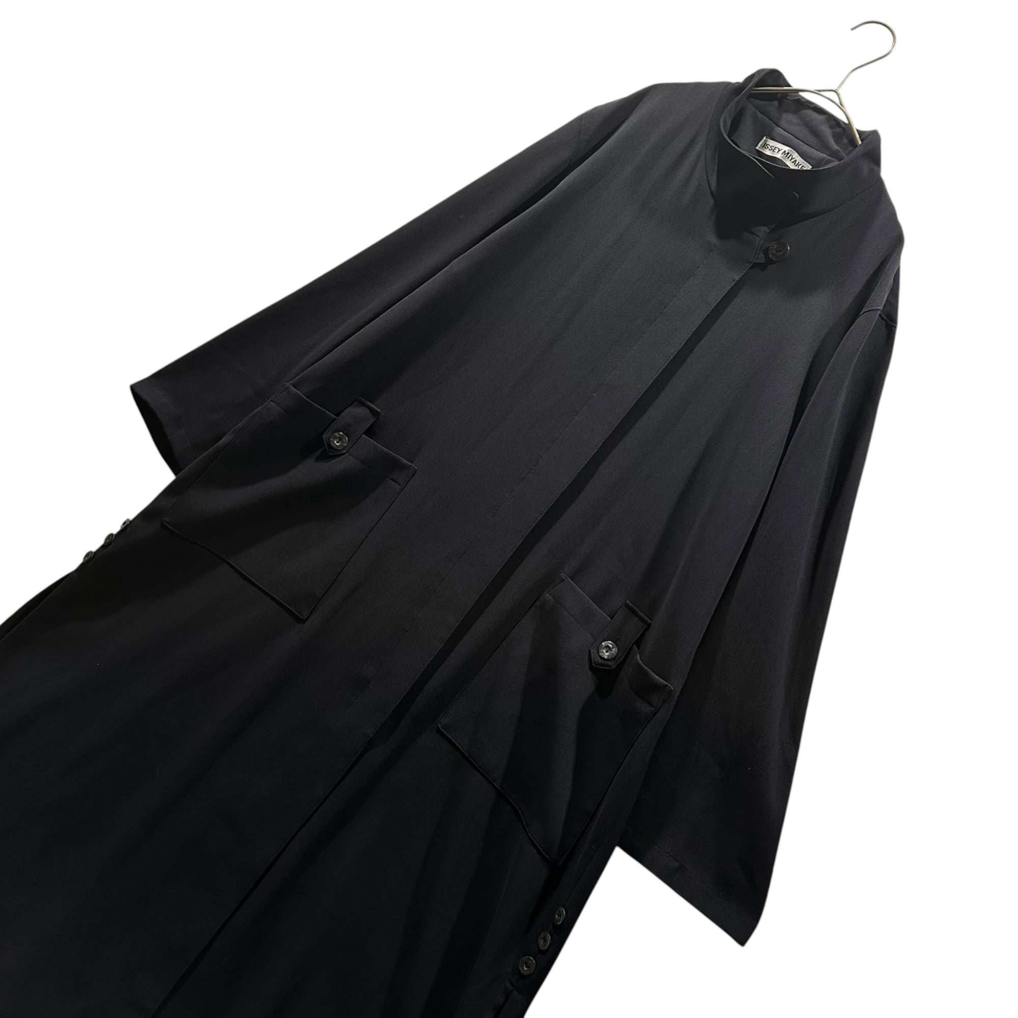 ISSEY MIYAKE(イッセイミヤケ) 2006SS Stand-Collar Side-Slit Maxi Coat スタンドカラー サイドスリット マキシ コート IM61FF032 2 ネイビー 00's ロング 薄手