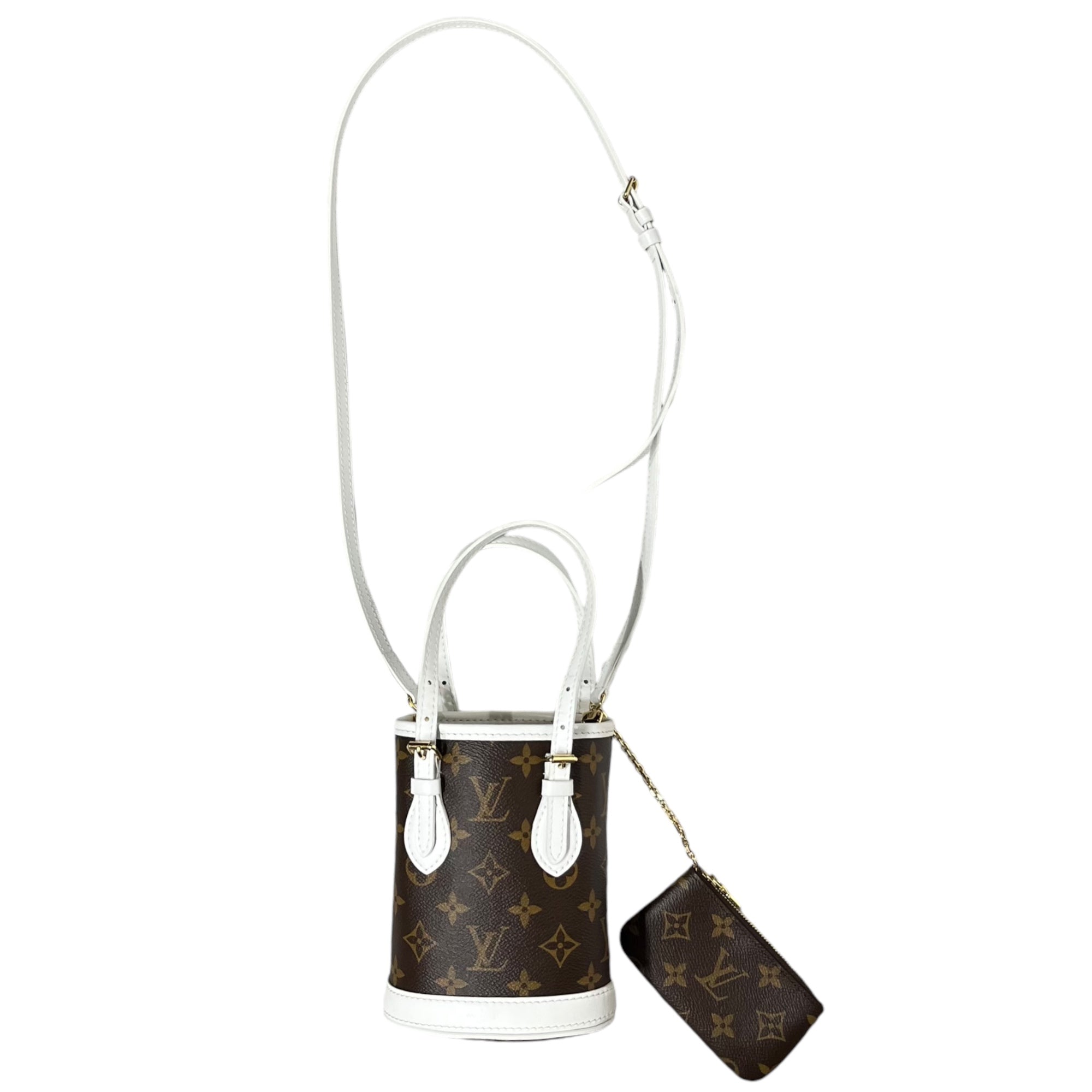 LOUIS VUITTON(ルイヴィトン) 22AW Nano Bucket ナノ・バケット モノグラム M81489 ブラウン×ホワイト 2WAY ショルダー バッグ バケツ