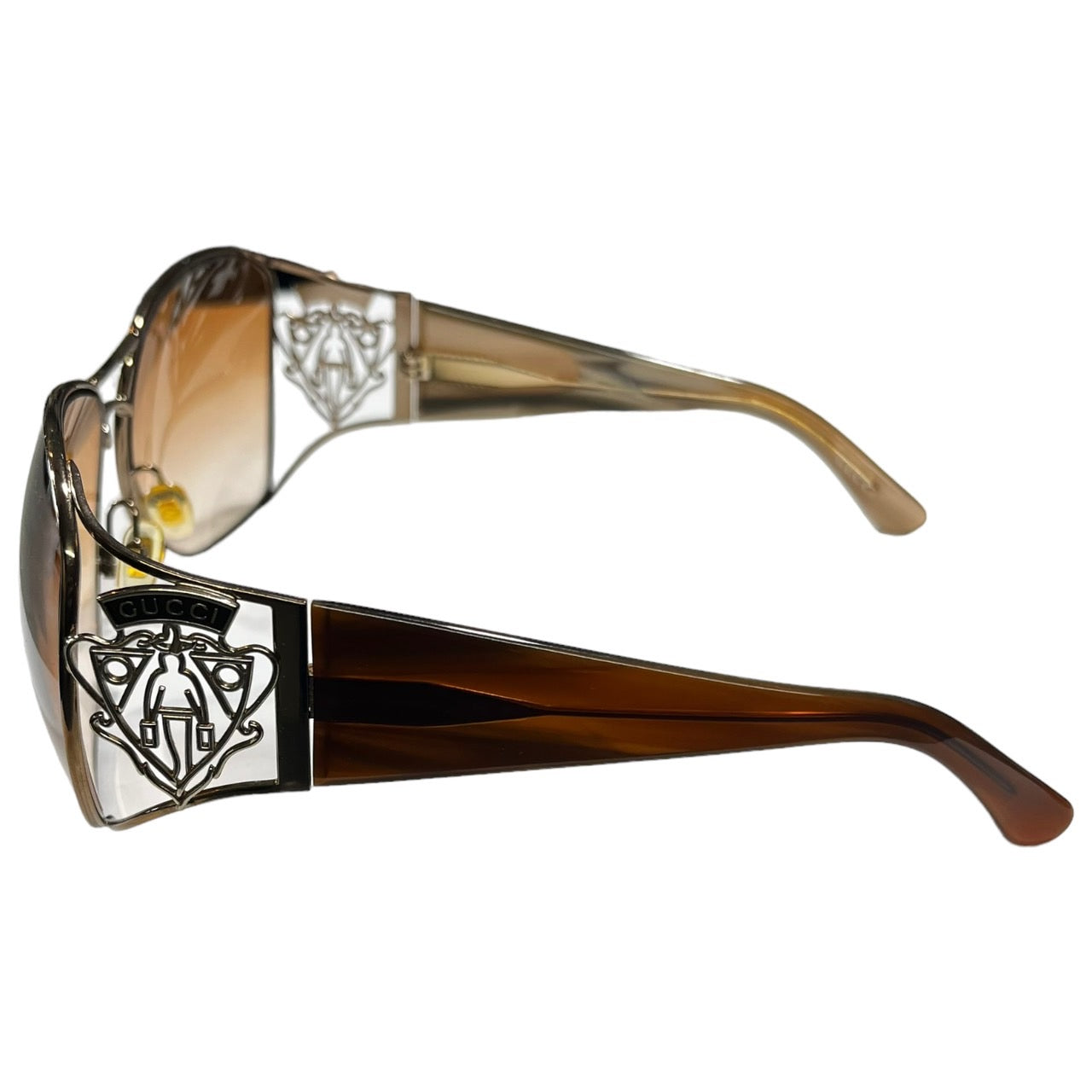 GUCCI(グッチ) ロゴクレストデザインヴィンテージサングラス/ブラウングラデーション/ダブルブリッジ 2827/S1LBBA 60□15-105 ゴールド×ブラウン