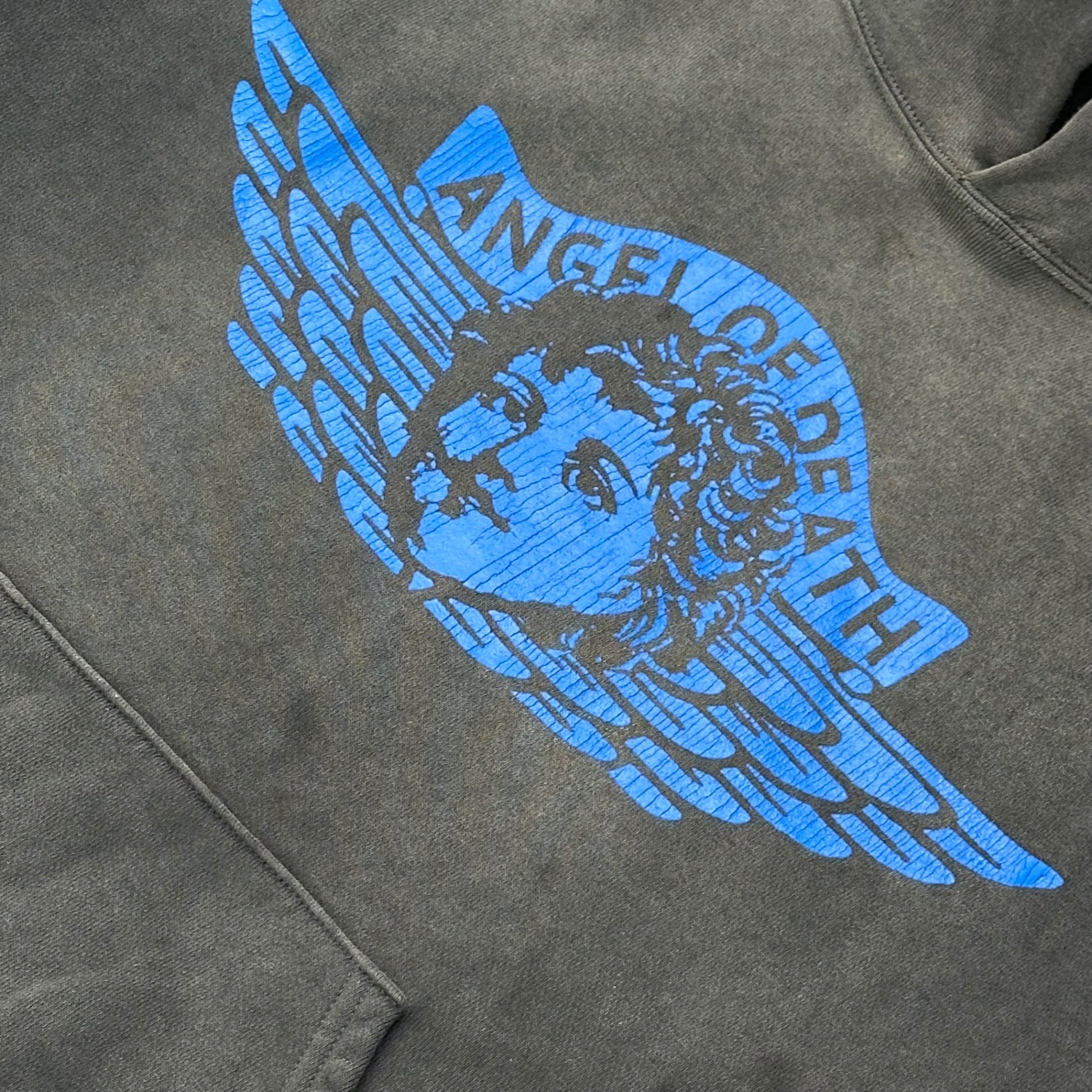 SAINT MICHAEL(セントマイケル) 25AW ANGEL HOODIE / BLACK エンジェル フーディ SM-HR1-0000-052 XL ブラック ダメージ加工 プルオーバー パーカー