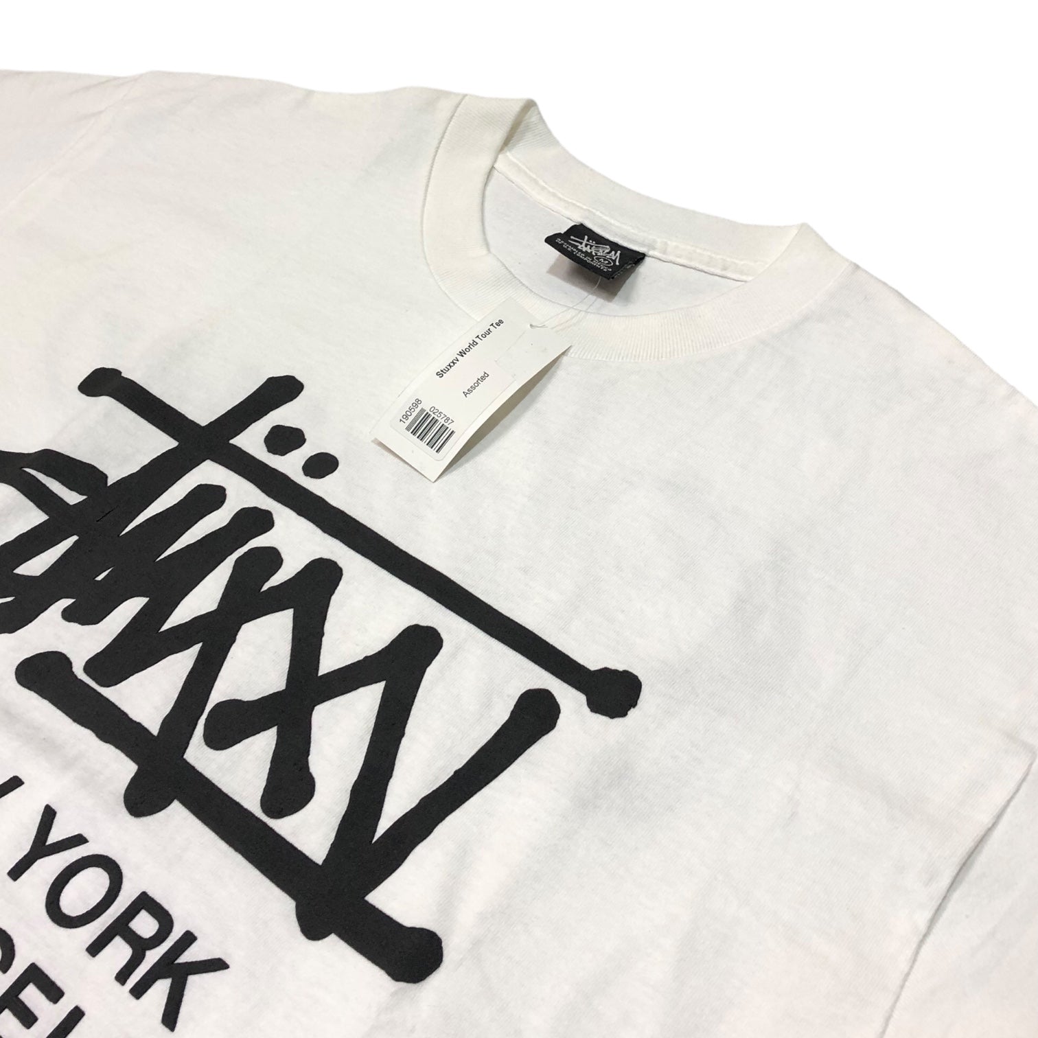 STUSSY(ステューシー) 00's STUXXV WORLD TOUR TEE ワールド ツアー Tシャツ 半袖 ロゴ M ホワイト デッドストック