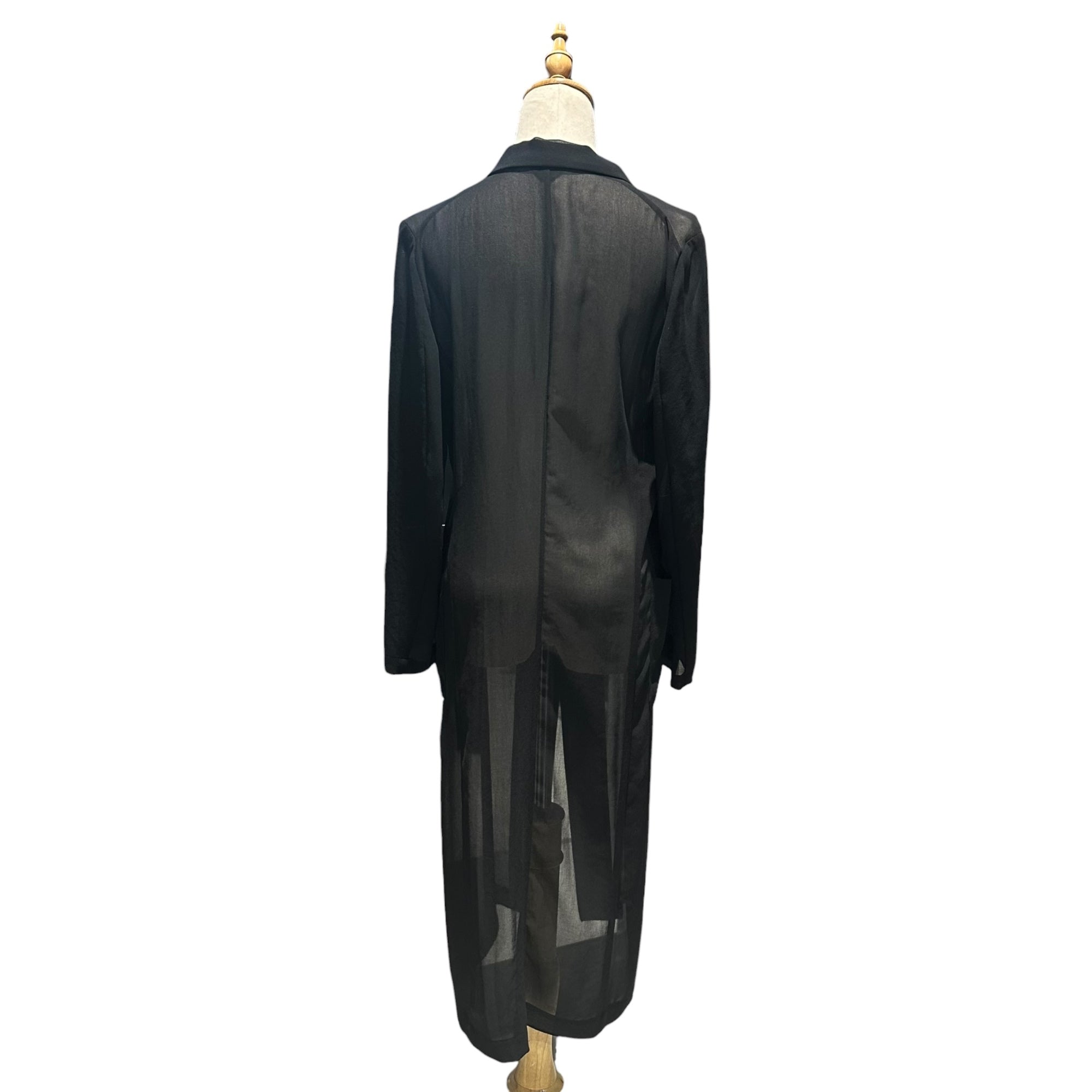 COMME des GARCONS(コムデギャルソン) 1999SS Poly Sheer 3-Button Long Coat ポリ シアー 3ボタン ロング コート GJ-040620 FREE ブラック AD1998 90s アーカイブ