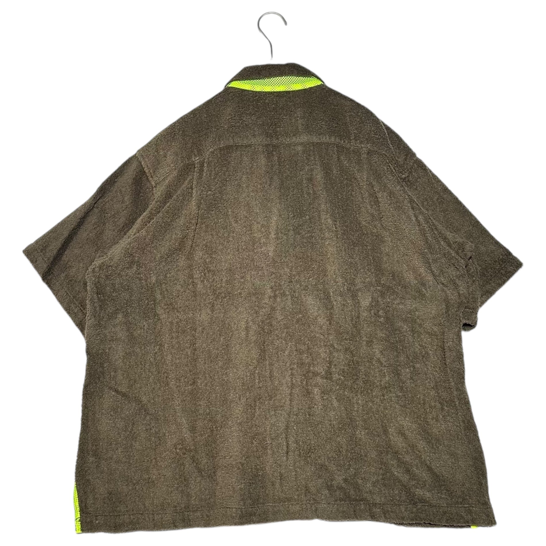 UNDERCOVER(アンダーカバー) 01SS Mesh cut-out pile fabric oversized S/S shirt メッシュ 切替 パイル地 オーバーサイズ 半袖シャツ Z233 M カーキ CHAOTIC DISCORD カオティック ディスコード