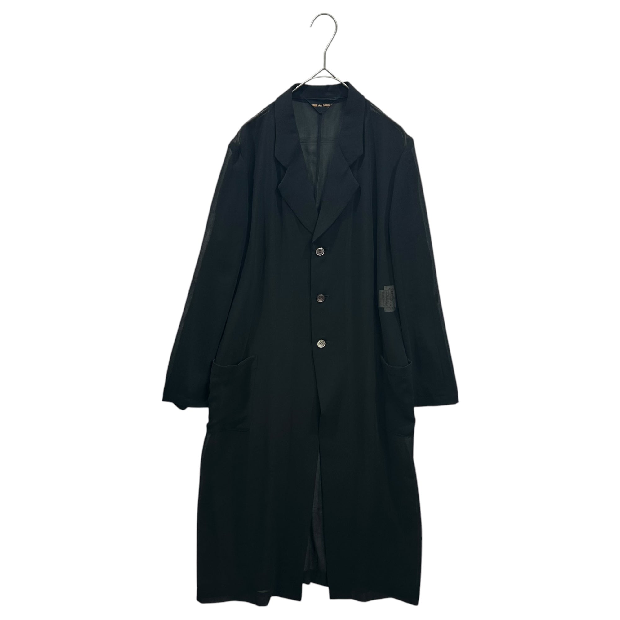 COMME des GARCONS(コムデギャルソン) 1999SS Poly Sheer 3-Button Long Coat ポリ シアー 3ボタン ロング コート GJ-040620 FREE ブラック AD1998 90s アーカイブ