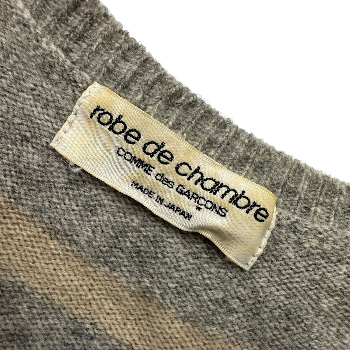 robe de chambre COMME des GARCONS(ローブドシャンブルコムデギャルソン) 1997AW Collar Line Wool Knit 襟ライン ウール 半袖 ニット RN-040010 FREE グレー AD1997