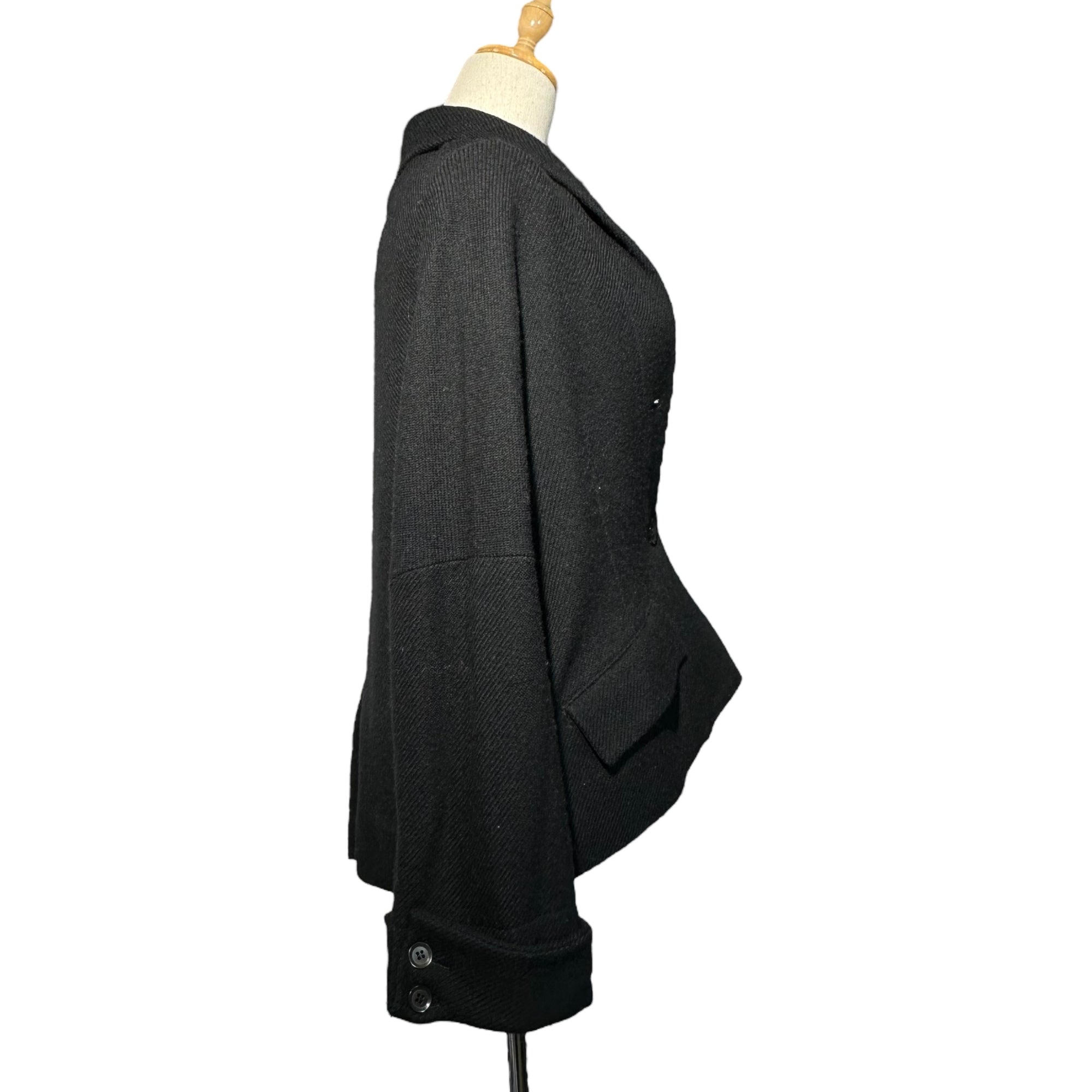 YOHJI YAMAMOTO+NOIR(ヨウジヤマモトプリュスノアール) Kimono-style L/S wool 1B jacket 着物 スタイル 長袖 ウール 1ボタン ジャケット NJ-J11-116 2(M程度) ブラック