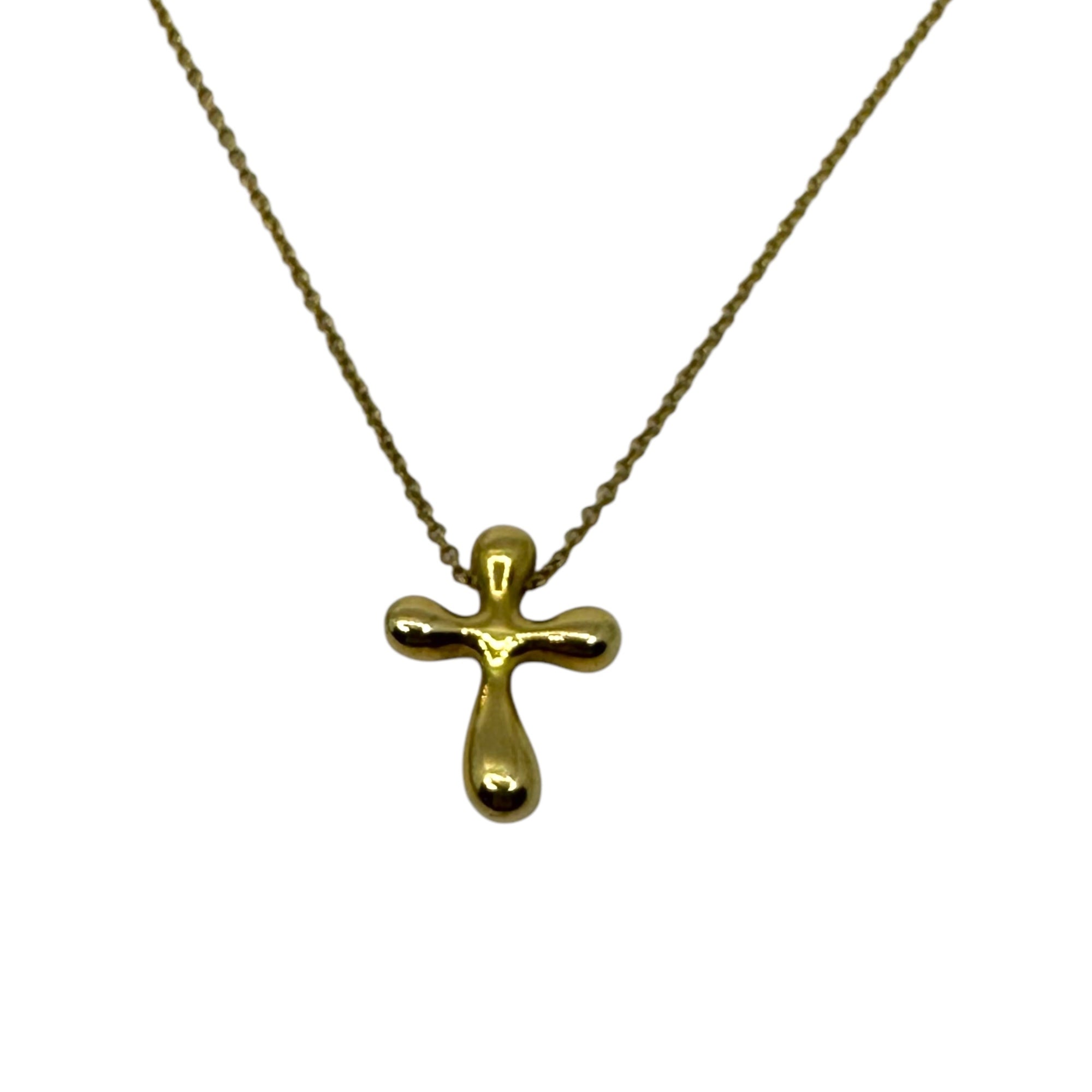TIFFANY & CO.(ティファニー) Small Cross Necklace YG Yellow Gold Pendant Cross Elsa Peretti Necklace スモールクロス ネックレス YG イエローゴールド ペンダント 十字架 エルサ・ペレッティ ネックレス ゴールド K18(750)