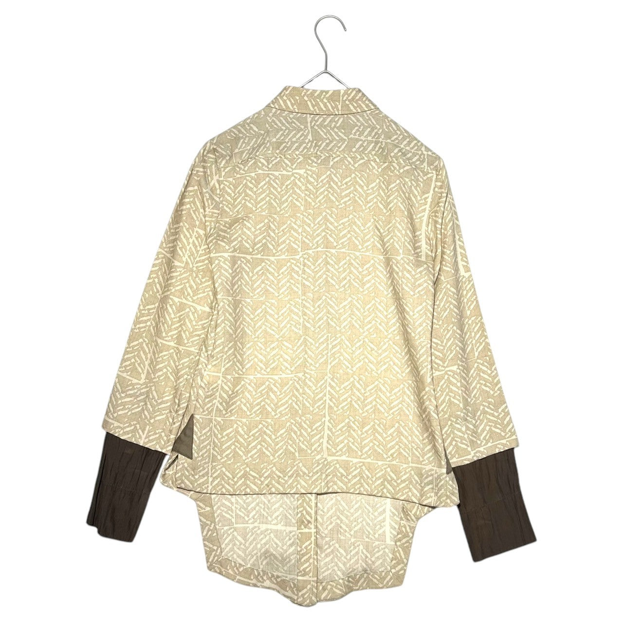 MARITHE FRANCOIS GIRBAUD(マリテフランソワジルボー) 00's Sleeve Switching Pattern L/S Shirt 袖切替 総柄 比翼 長袖 シャツ F7-5637 S ベージュ Y2K