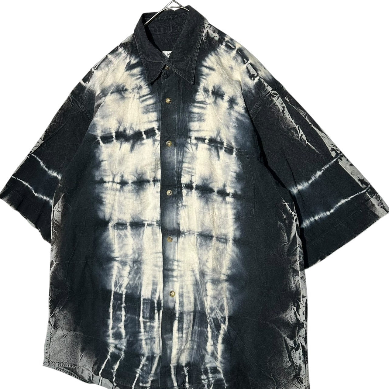 MOSCHINO(モスキーノ) 90's Tie dye S/S shirt タイダイ染め 半袖 シャツ L程度 ホワイト×ブラック
