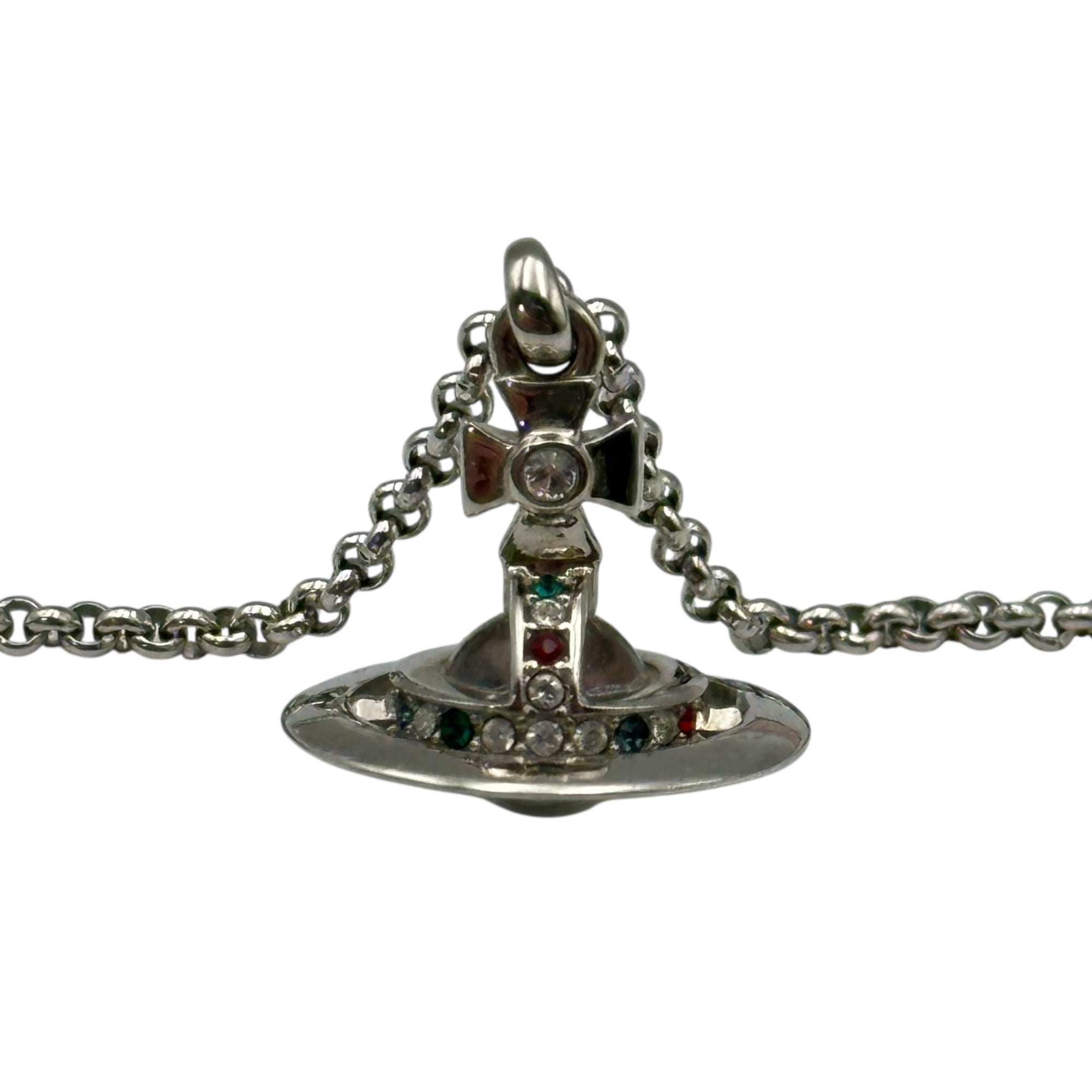 Vivienne Westwood(ヴィヴィアンウエストウッド) NEW PETITE ORB NECKLACE ライトストーン オーブ ロゴ ネックレス 12-05-9999140-32 シルバー 箱、購入証明書付