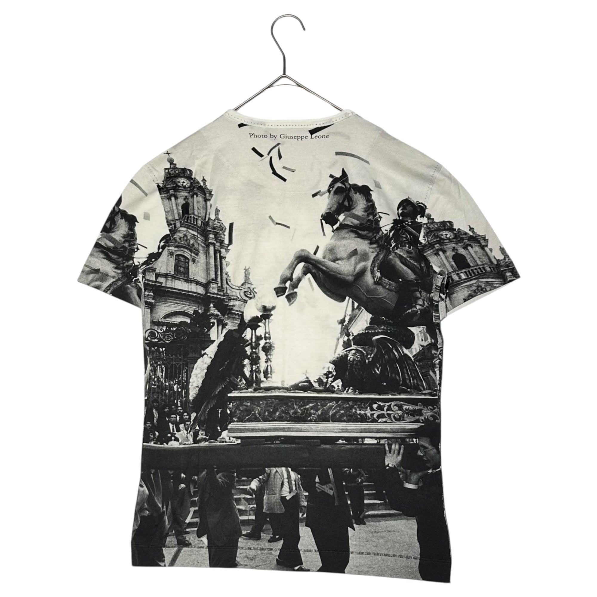 DOLCE&GABBANA(ドルチェ&ガッバーナドルガバ) ”Giuseppe Leone” Photo Tee ジュゼッペ レオーネ フォト Tシャツ G8HM0T 44(XS程度) ホワイト×ブラック 景色 馬 写真家