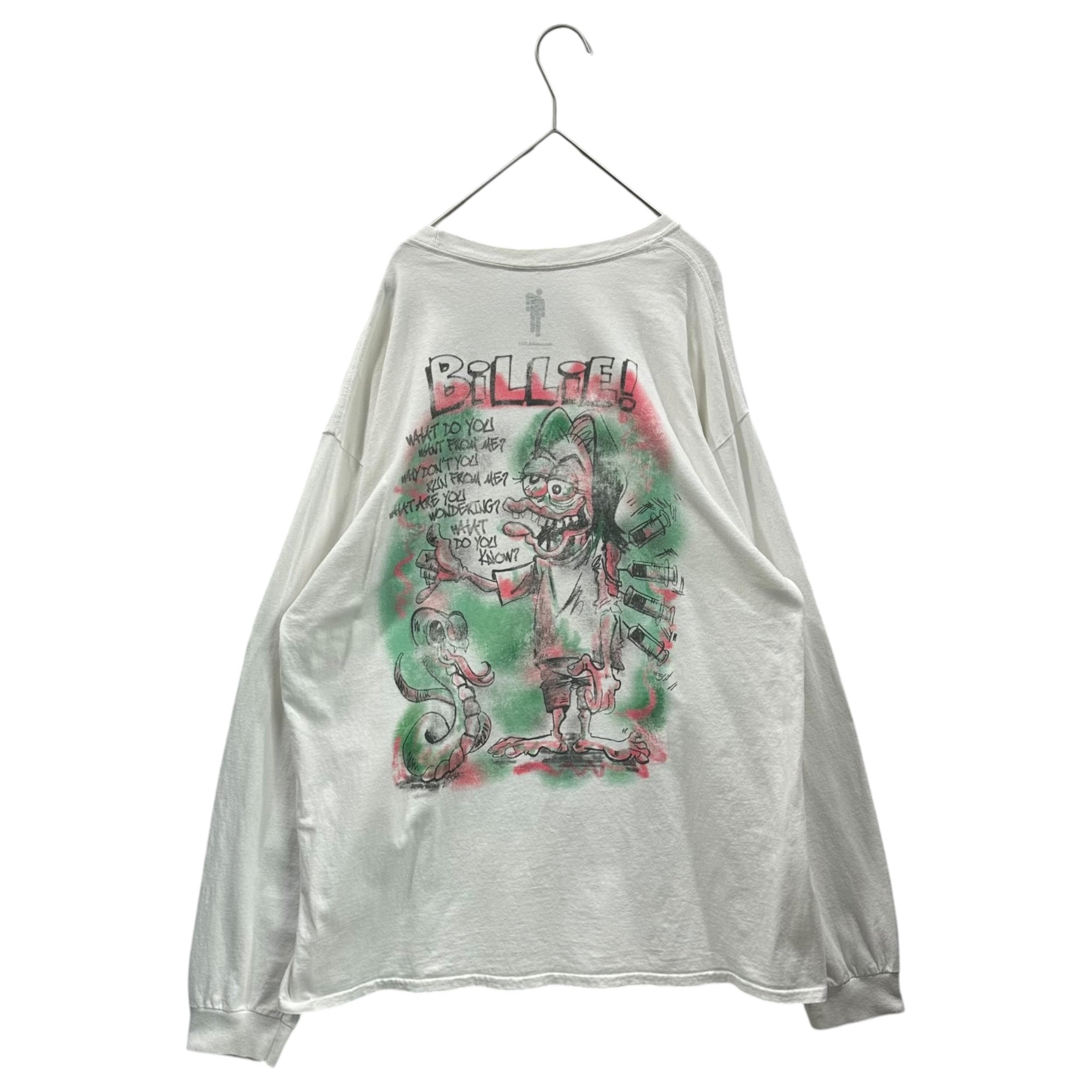 BILLIEEILISH(ビリーアイリッシュ) Front-Print L/S T-Shirt フロント プリント 長袖 Tシャツ XL ホワイト×マルチカラー