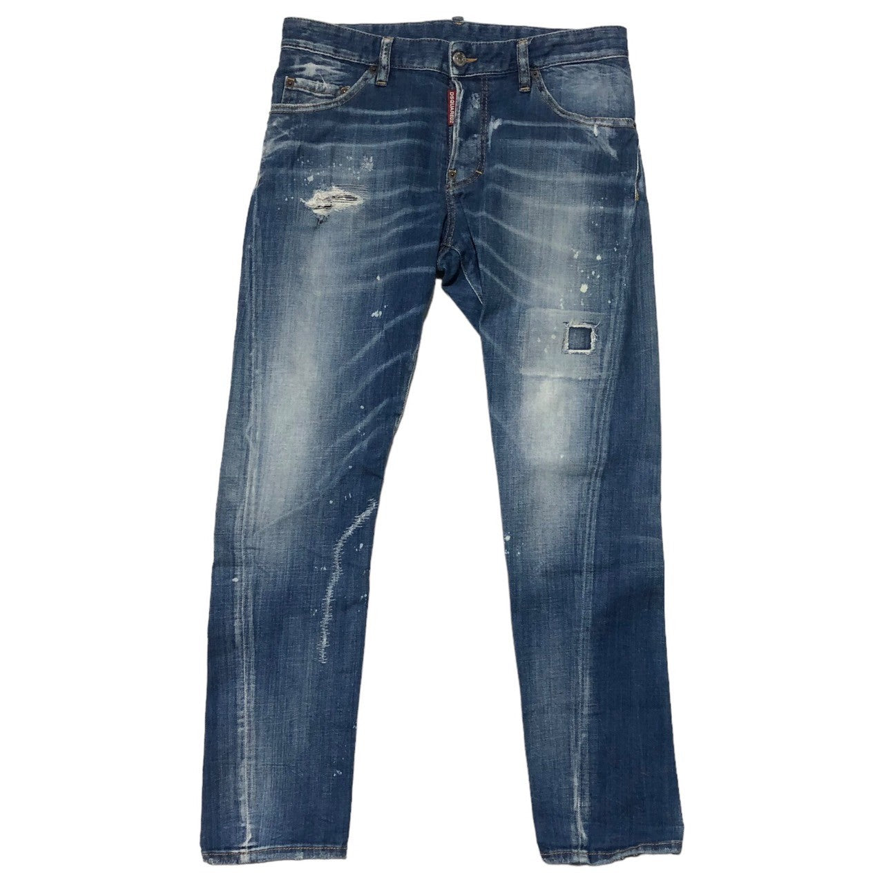 DSQUARED2(ディースクエアード) Sexy Twist Jean セクシーツイスト ジーンズ ダメージ加工 デニム パンツ ワッペン ロゴ S74LB0669 48(L程度) インディゴ
