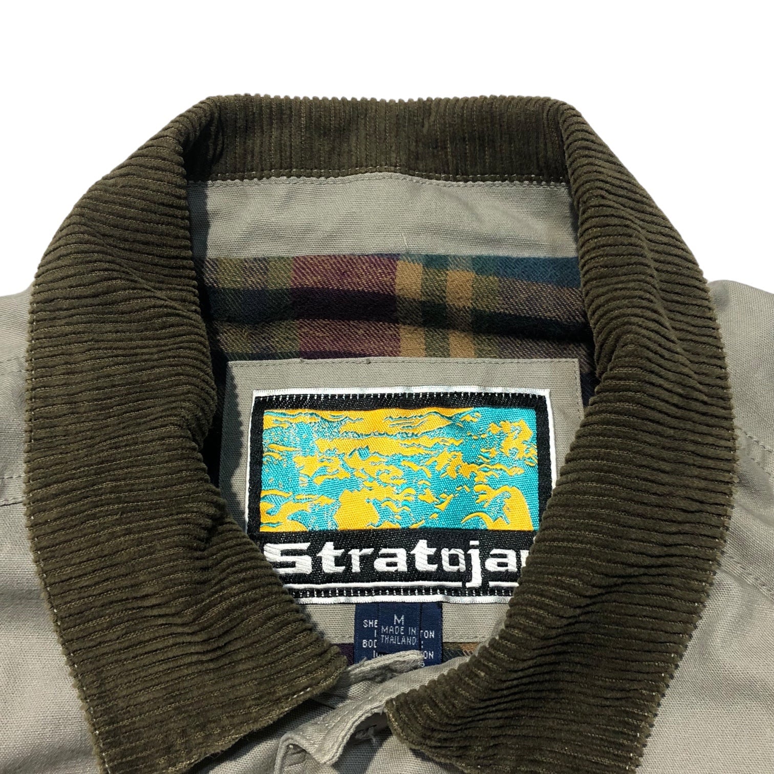 Stratojac(ストラトジャック) 90's collar corduroy work jacket coverall 襟コーデュロイ ワークジャケット カバーオール 90年代 M ベージュ×ブラウン